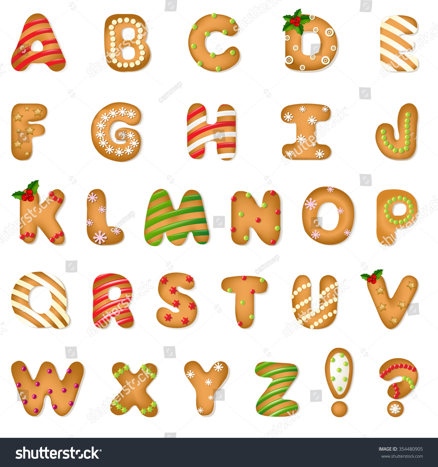 Xmas Gingerbread Cookie Alphabet Stock Photo 354480905 : Shutterstock