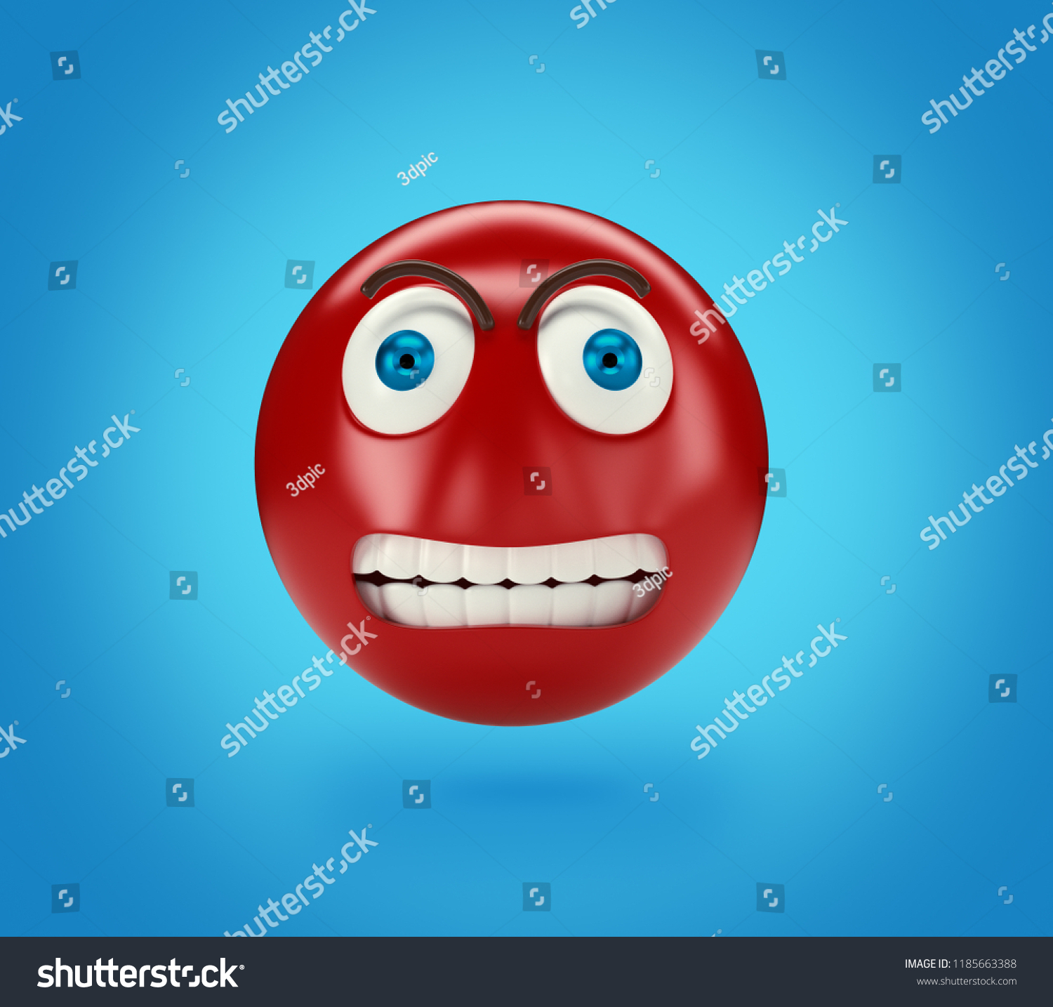 Yellow Angry Emoji On Blue Background Stock Illustration 1185663388 ...