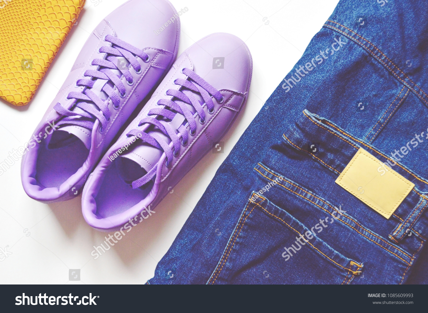 yellow and purple sneakers