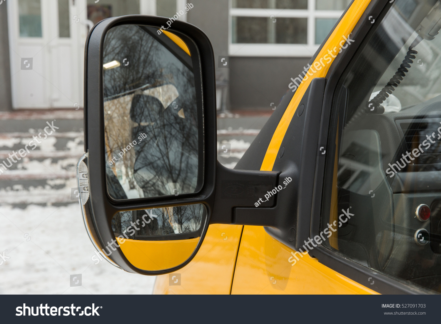 Yellow Car Side Mirror Stock Photo Edit Now 527091703