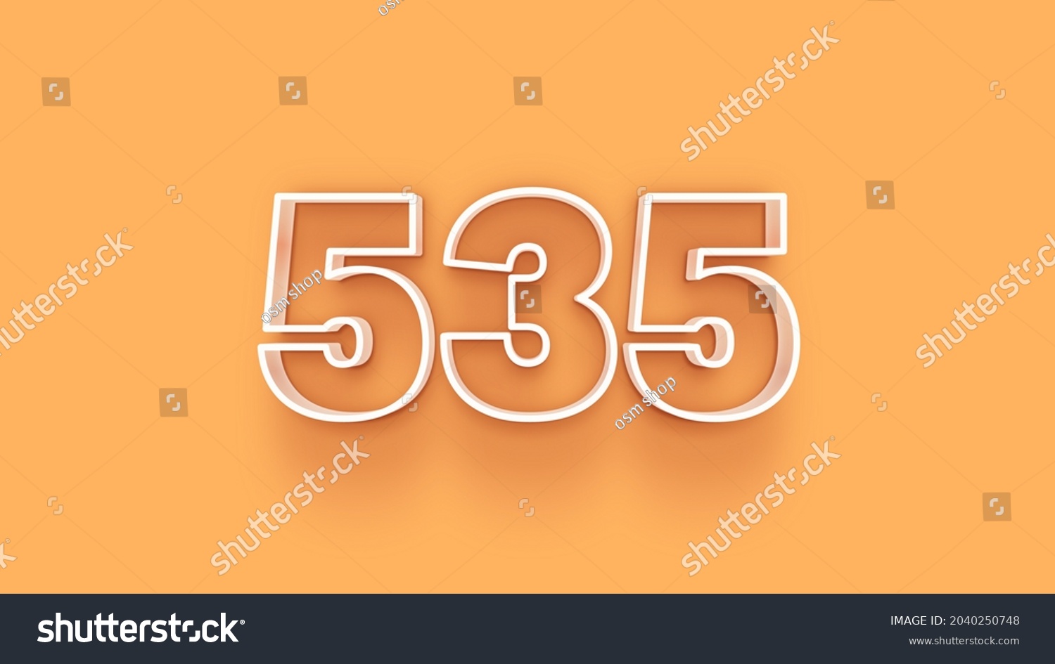 Yellow 3d number 535 isolated on stock illustration 2040250748