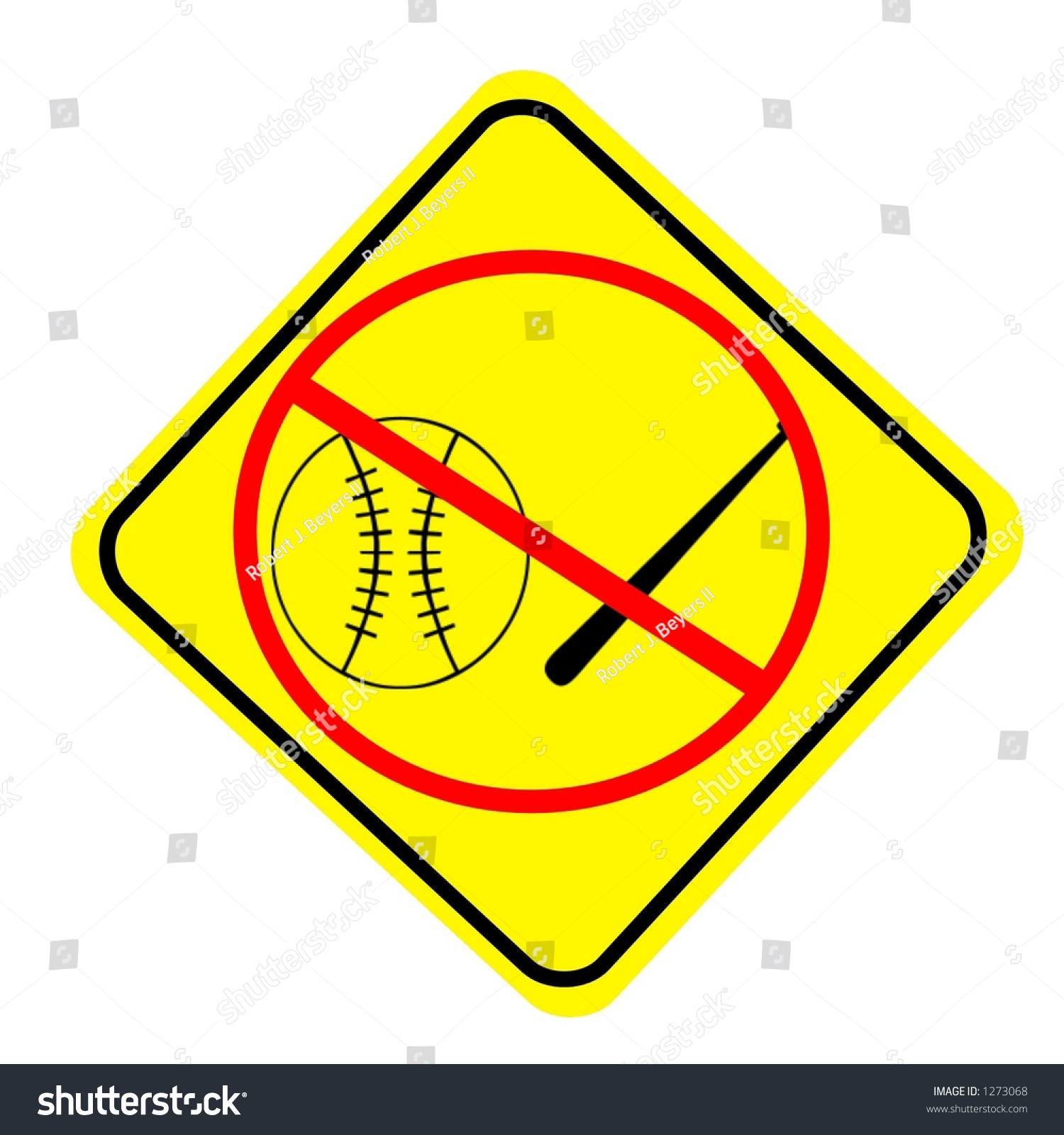 Yellow Diamond No Baseball Sign Isolated Stock Illustration 1273068 ...