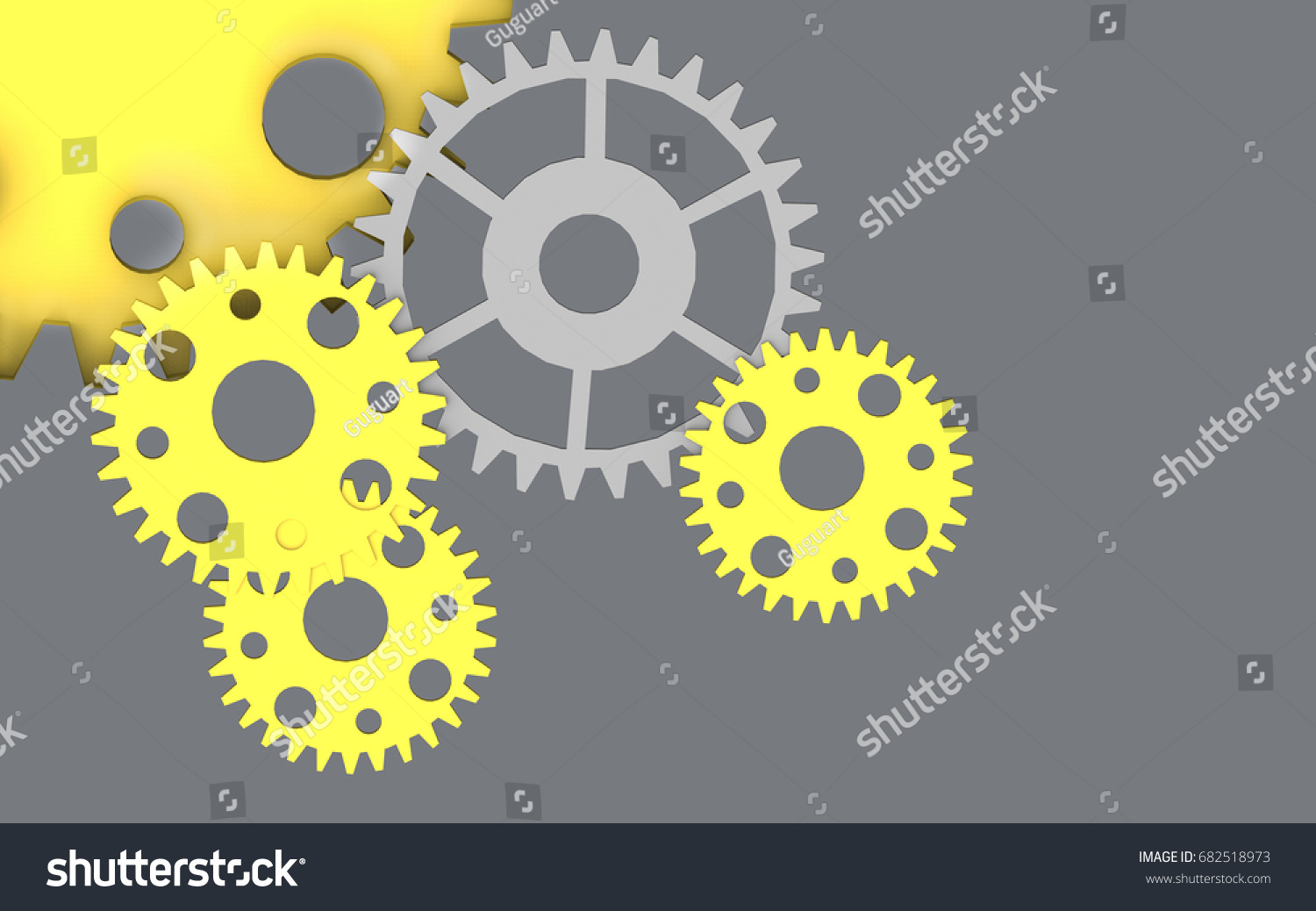 Yellow Gears Creativity Art Background Ideas Stock Illustration