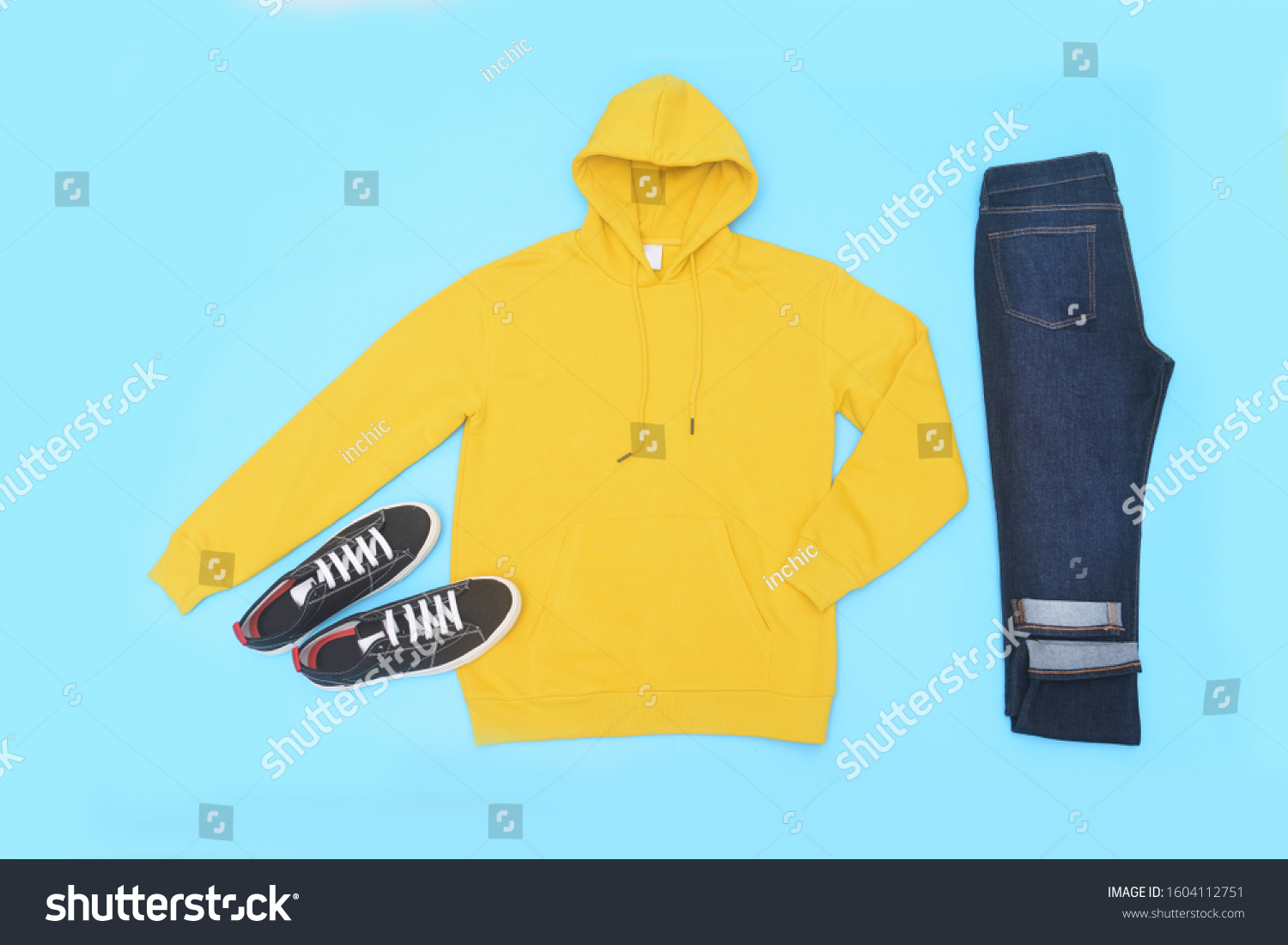 yellow hoodie blue jeans