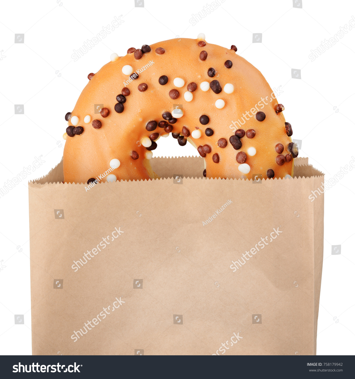 Download Yellow Icing Donut Paper Bag Isolated Stock Photo Edit Now 758179942 Yellowimages Mockups