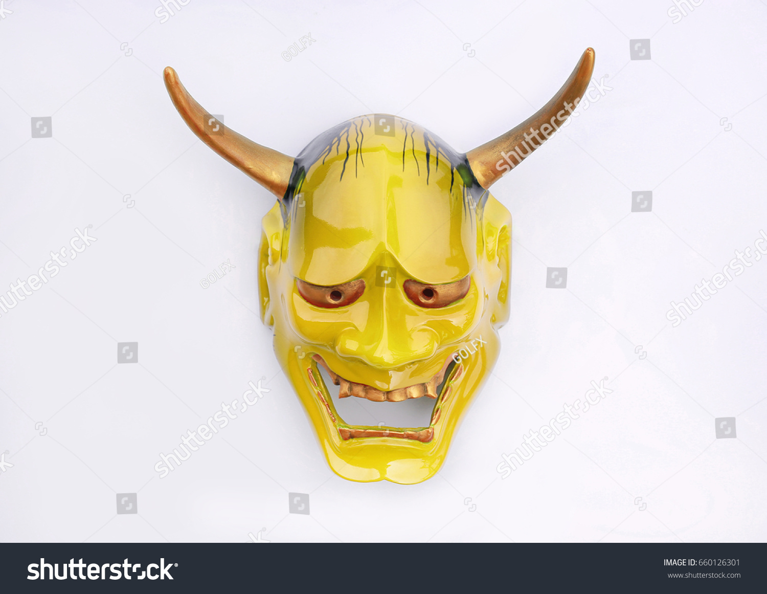 Download Yellow Kabuki Mask On White Background The Arts Stock Image 660126301 PSD Mockup Templates