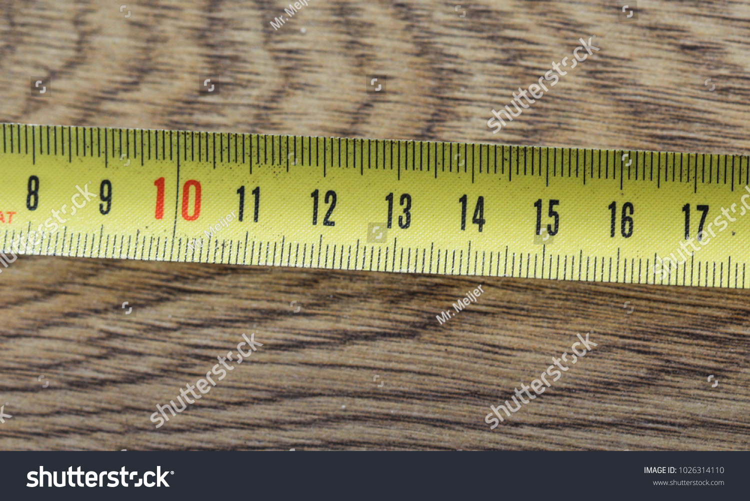 Yellow Measuring Tape Between Ten Fifteen Stock Photo Edit Now