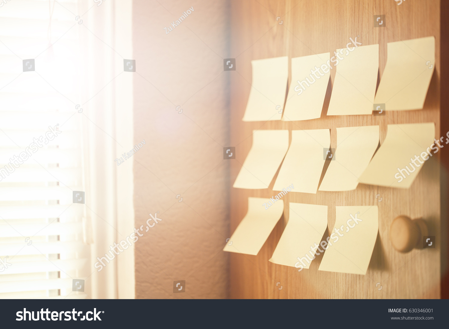 Yellow Memo Sticky Notes On Wooden Stock Photo Edit Now 630346001