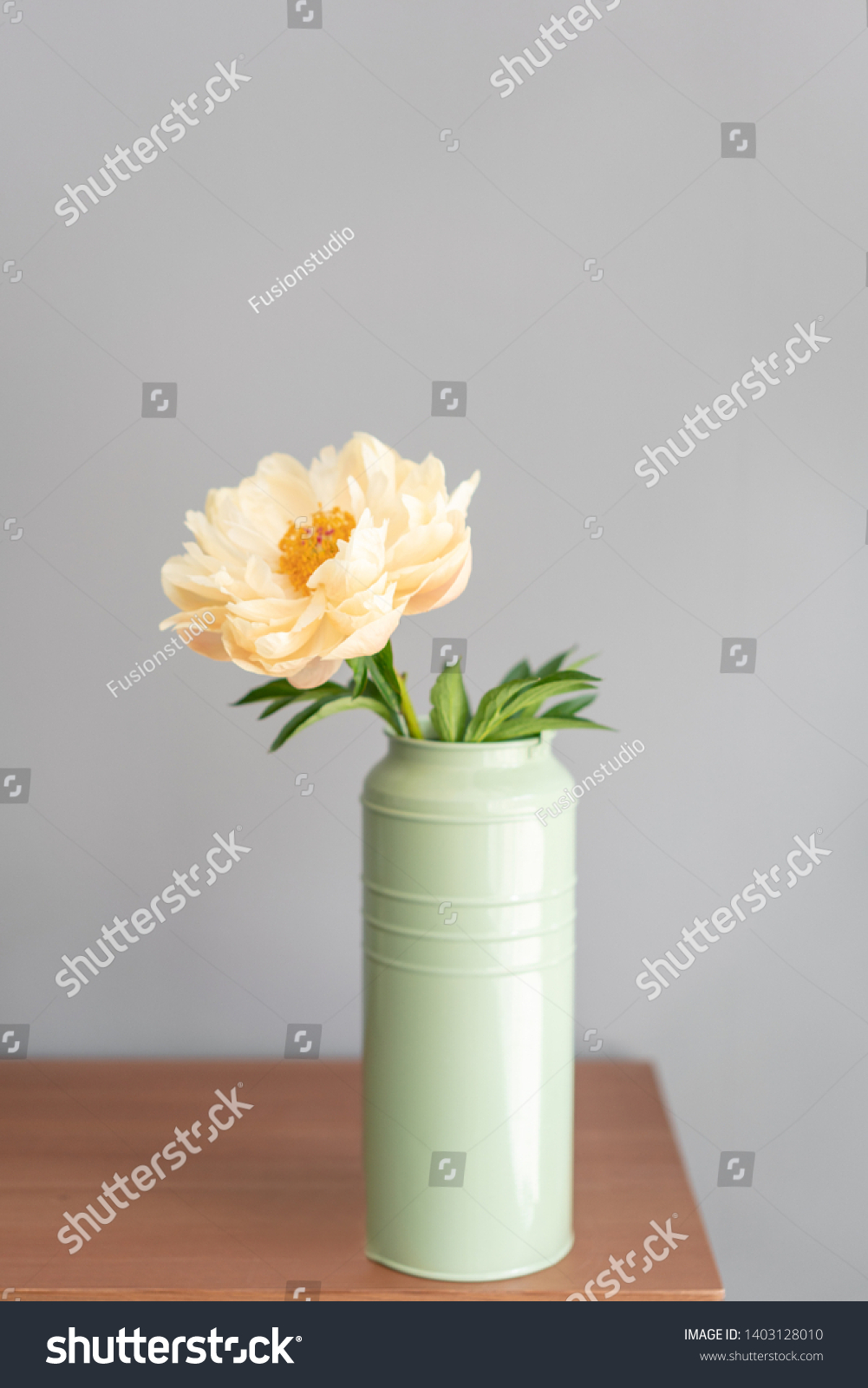 Yellow Pion Metal Vase Beautiful Peony Stock Photo Edit Now