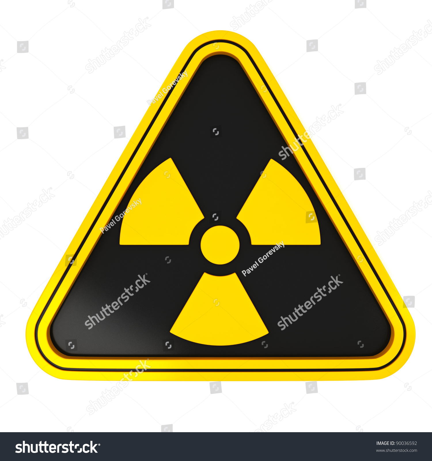 Yellow Radiation Triangle Sign On Black Stock Illustration 90036592 ...