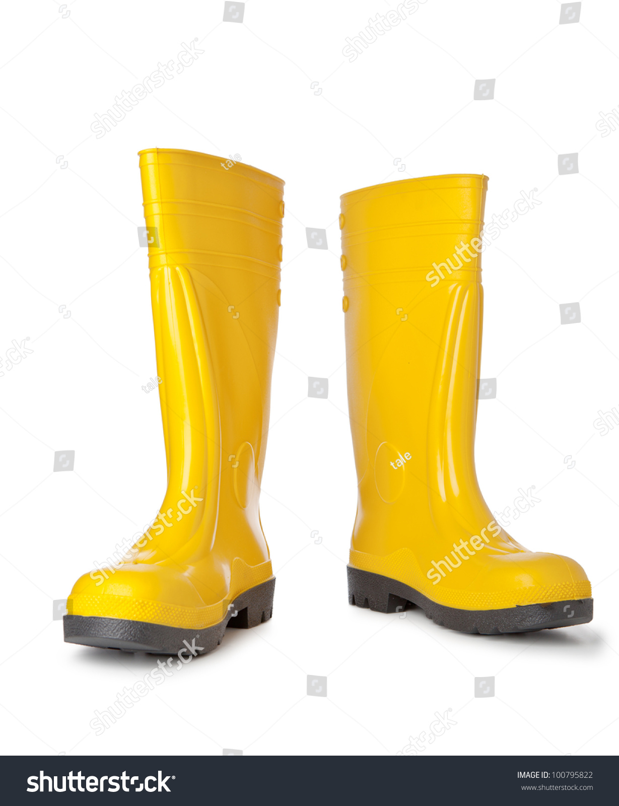 yellow rubber work boots