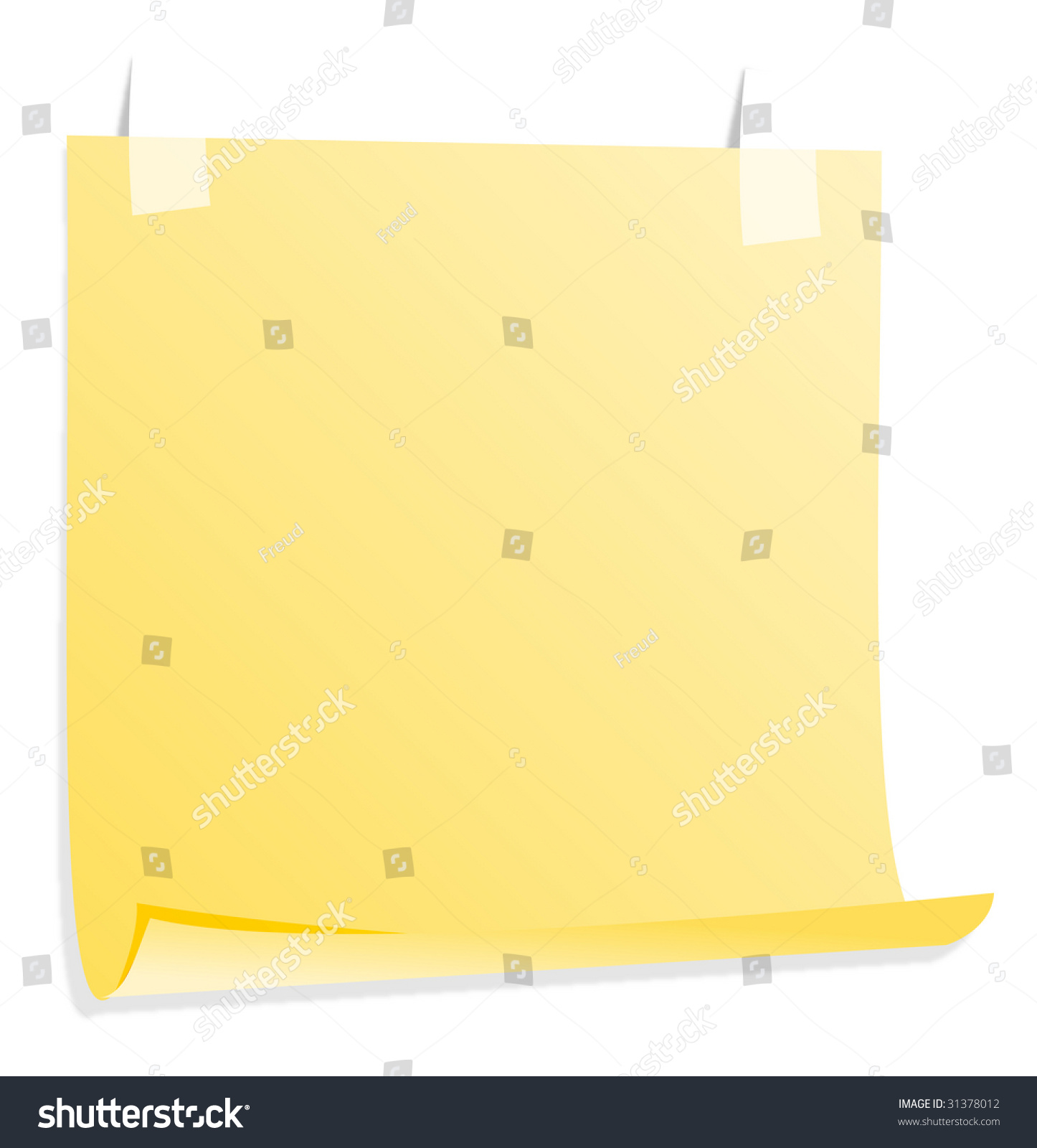 Yellow Sticky Note Attached By Tape Stock Photo 31378012 : Shutterstock