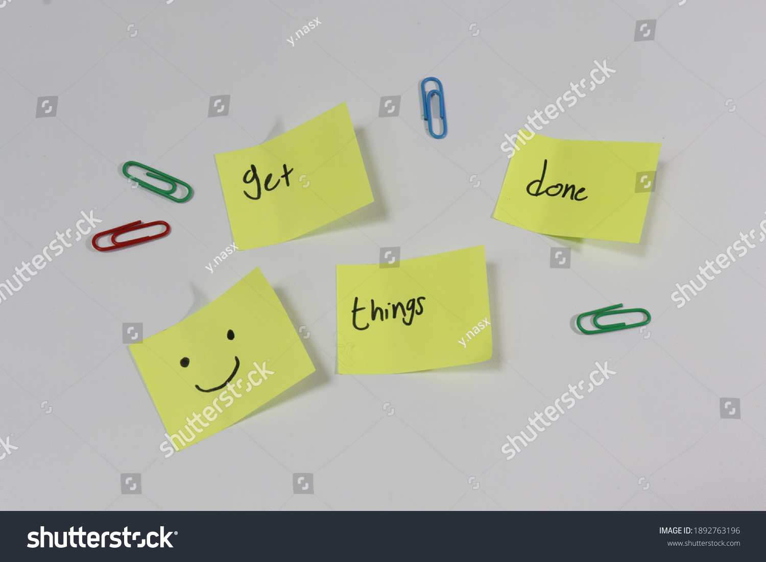 Yellow Sticky Notes Words Get Things Stock Photo 1892763196 | Shutterstock