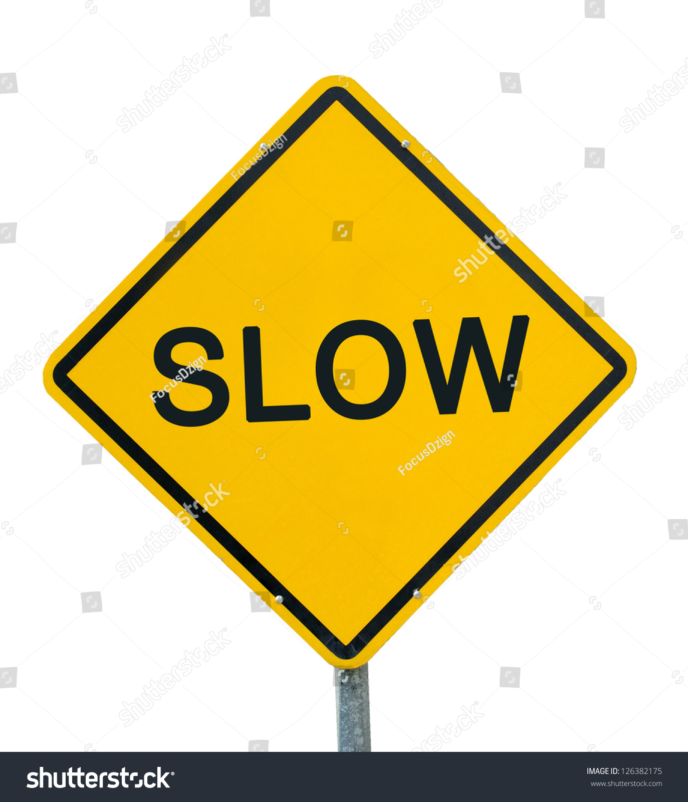 Yellow Traffic Sign Slow Isolated On Stock Photo 126382175 - Shutterstock