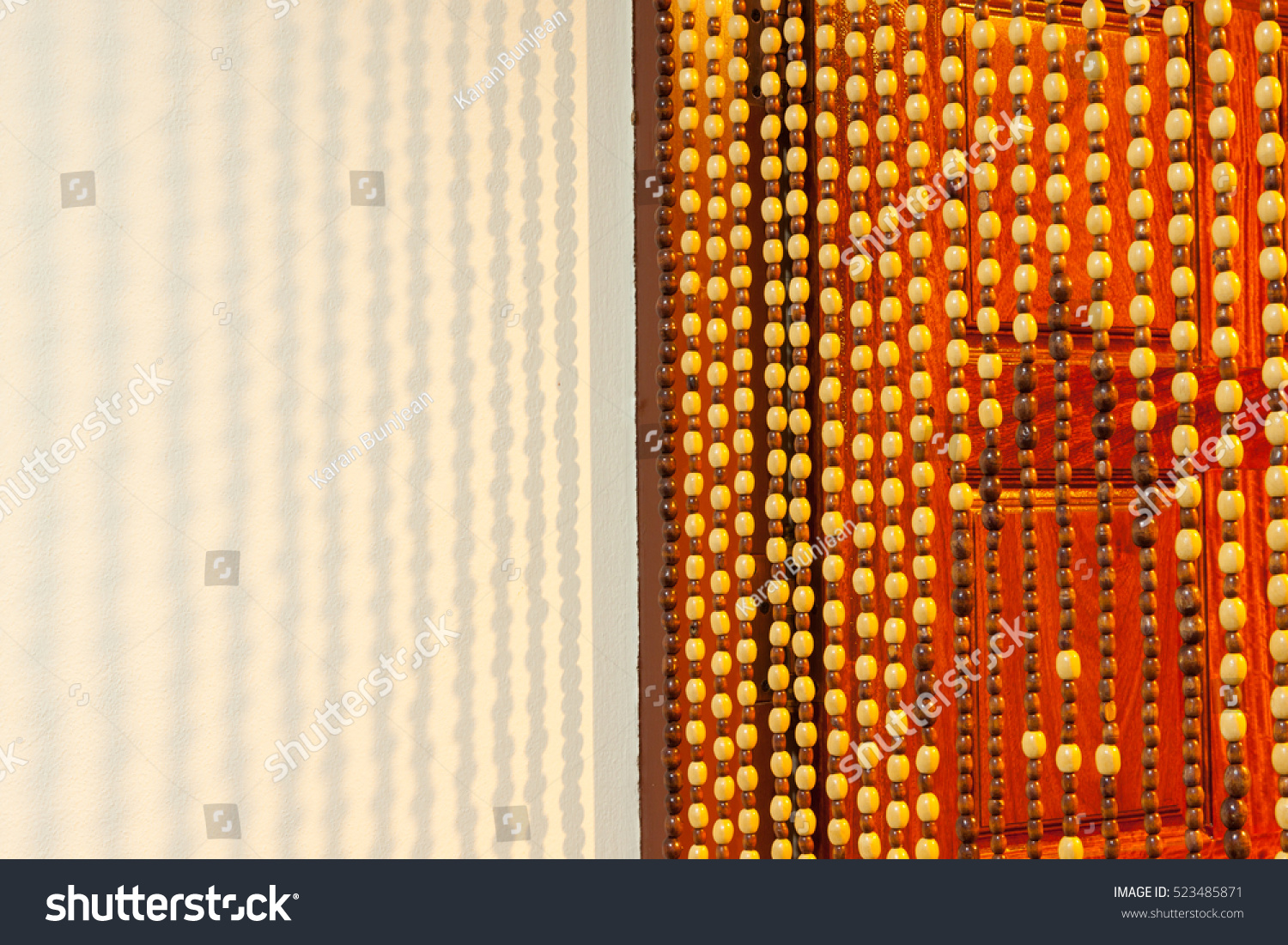 Yellow Vintage Venetian Bead Blind Hanging Stock Photo Edit