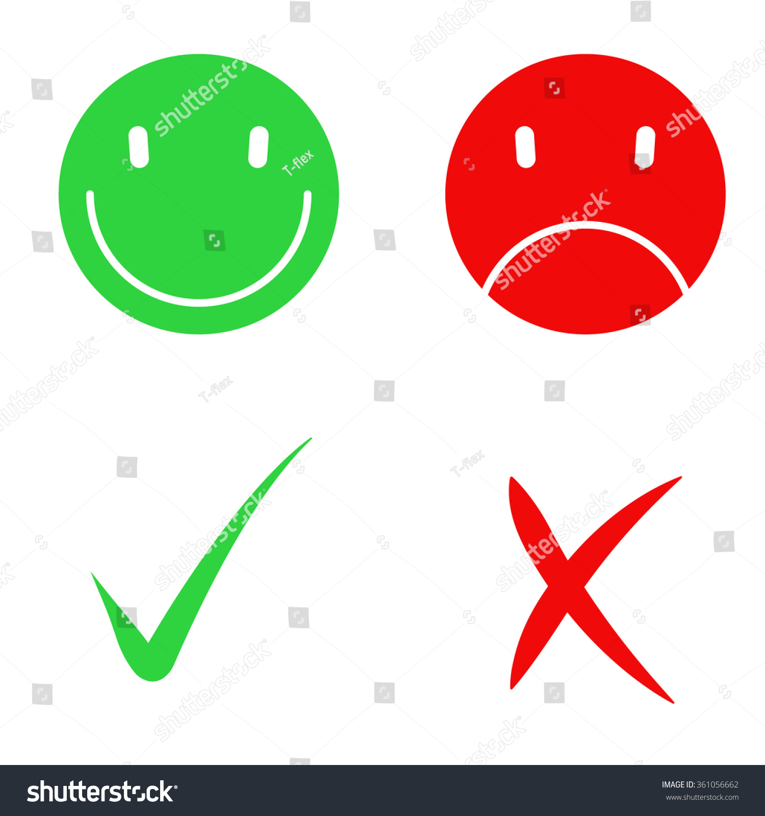 Yes And No Check Symbol Marks Faces Happy Uhappy Illustration ...