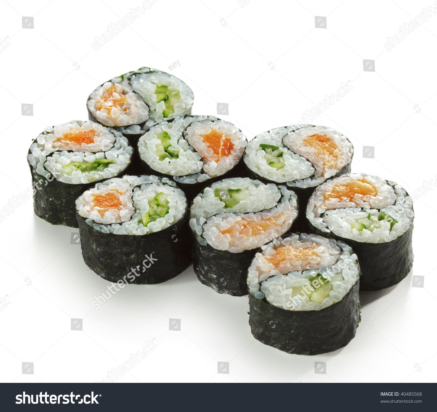 Yin Yang Maki Sushi - Roll Made Of Fresh Salmon And Cucumber Inside ...