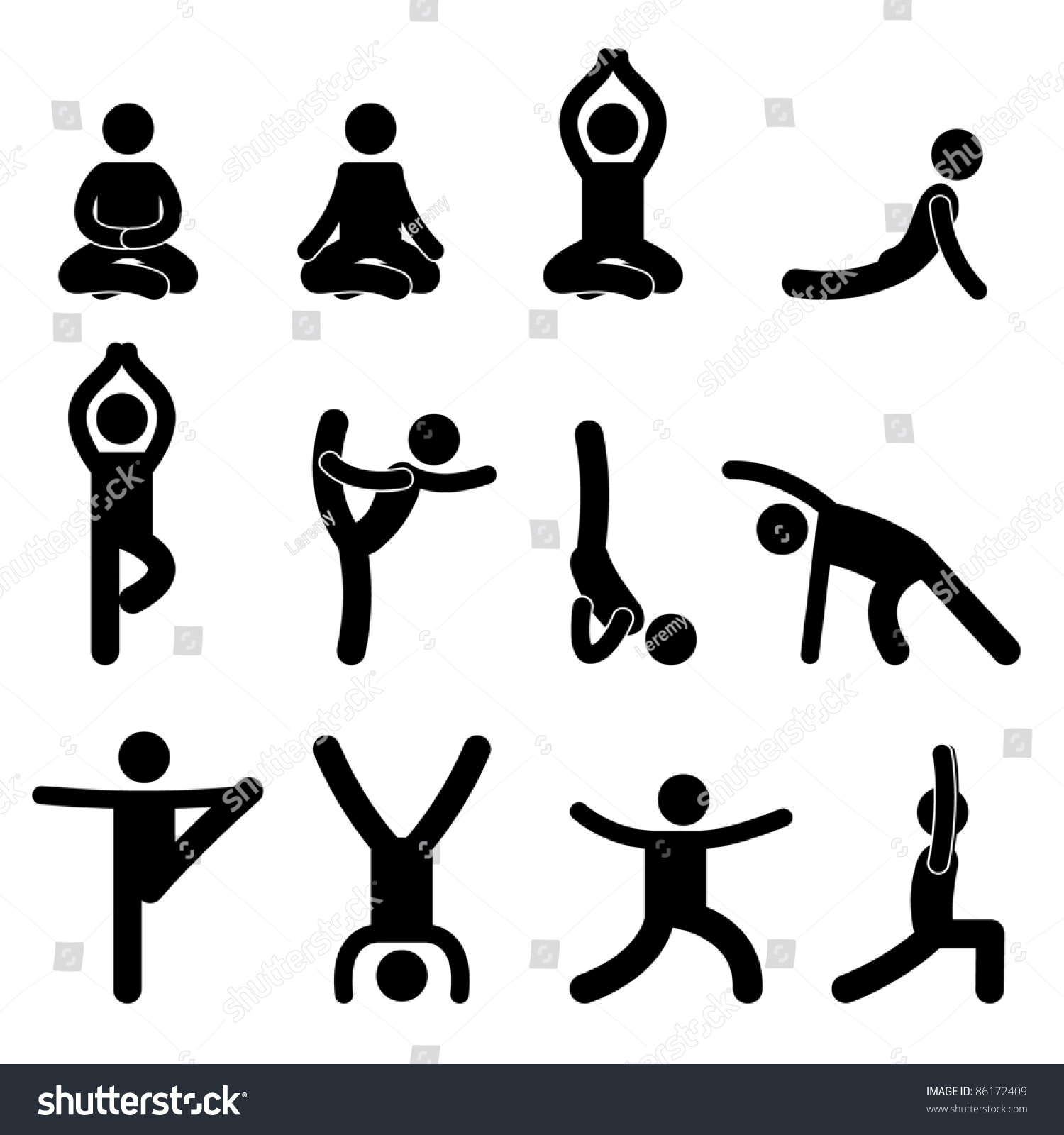 Yoga Meditation Exercise Stretching People Icon Stock Illustration ...