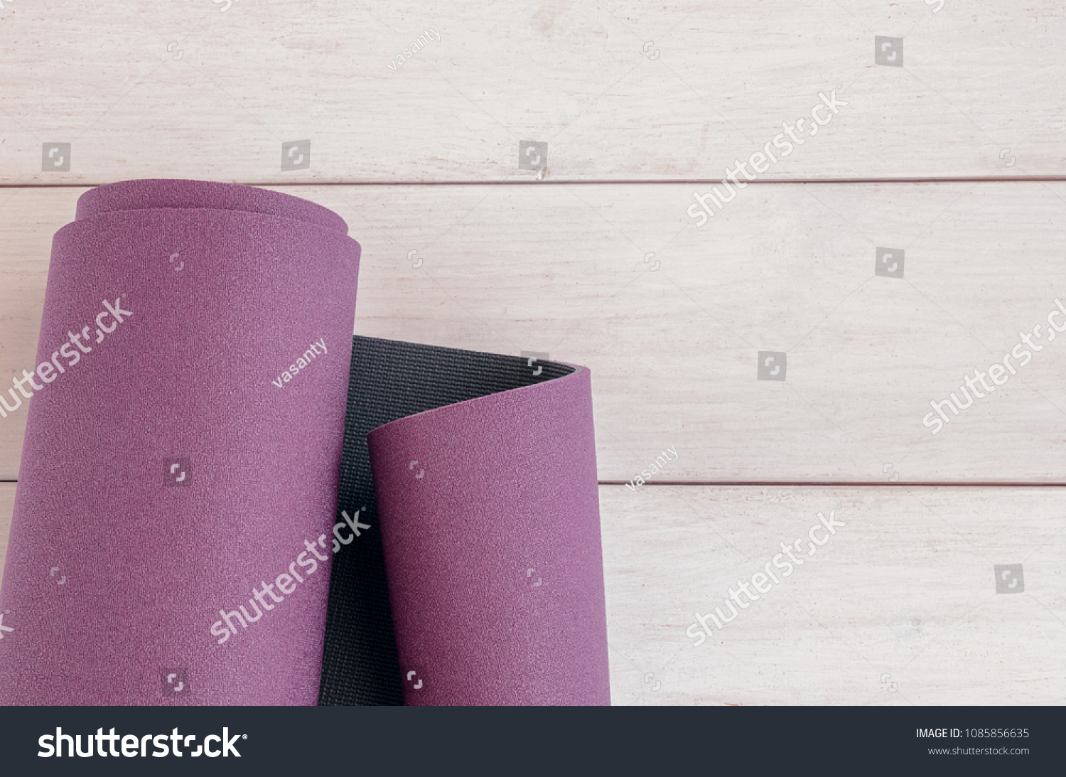 Yoga Rolled Exercise Mat On White Stock Photo Edit Now 1085856635