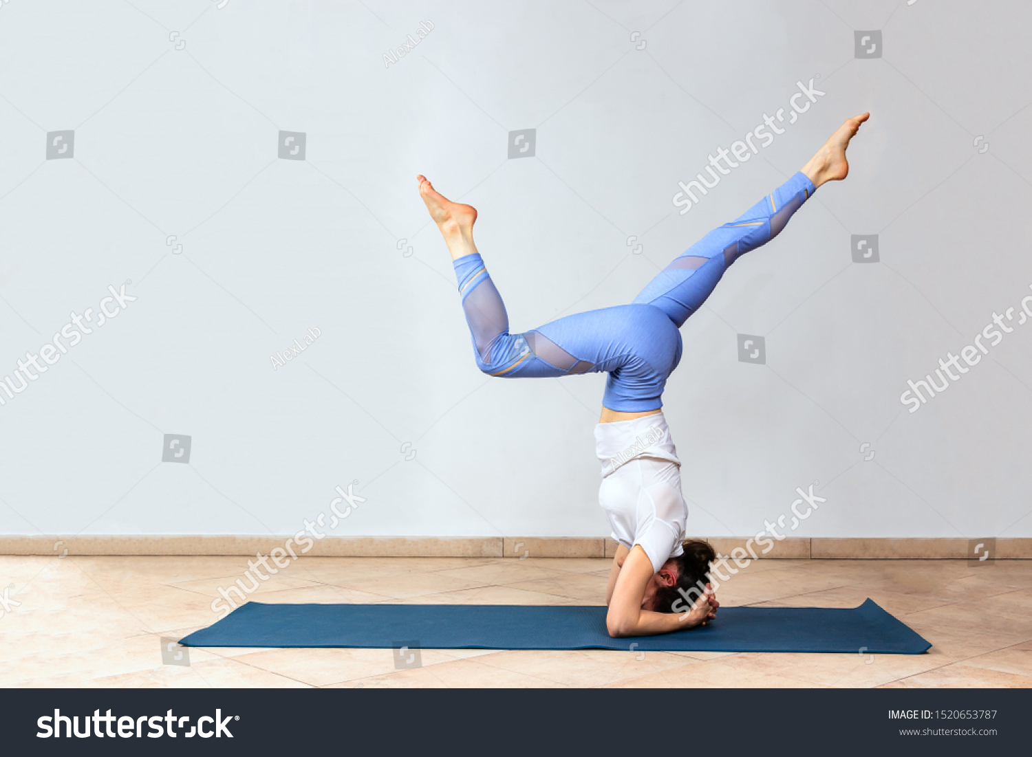 Yogi Girl Standing Adho Mukha Vrksasana Stock Photo 1520653787 ...