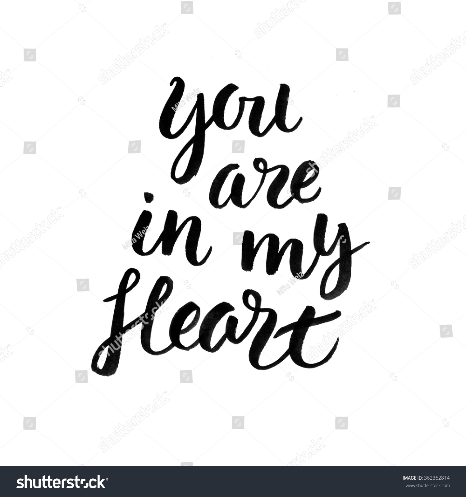 You My Heart Modern Calligraphy Hand Stock Illustration 362362814