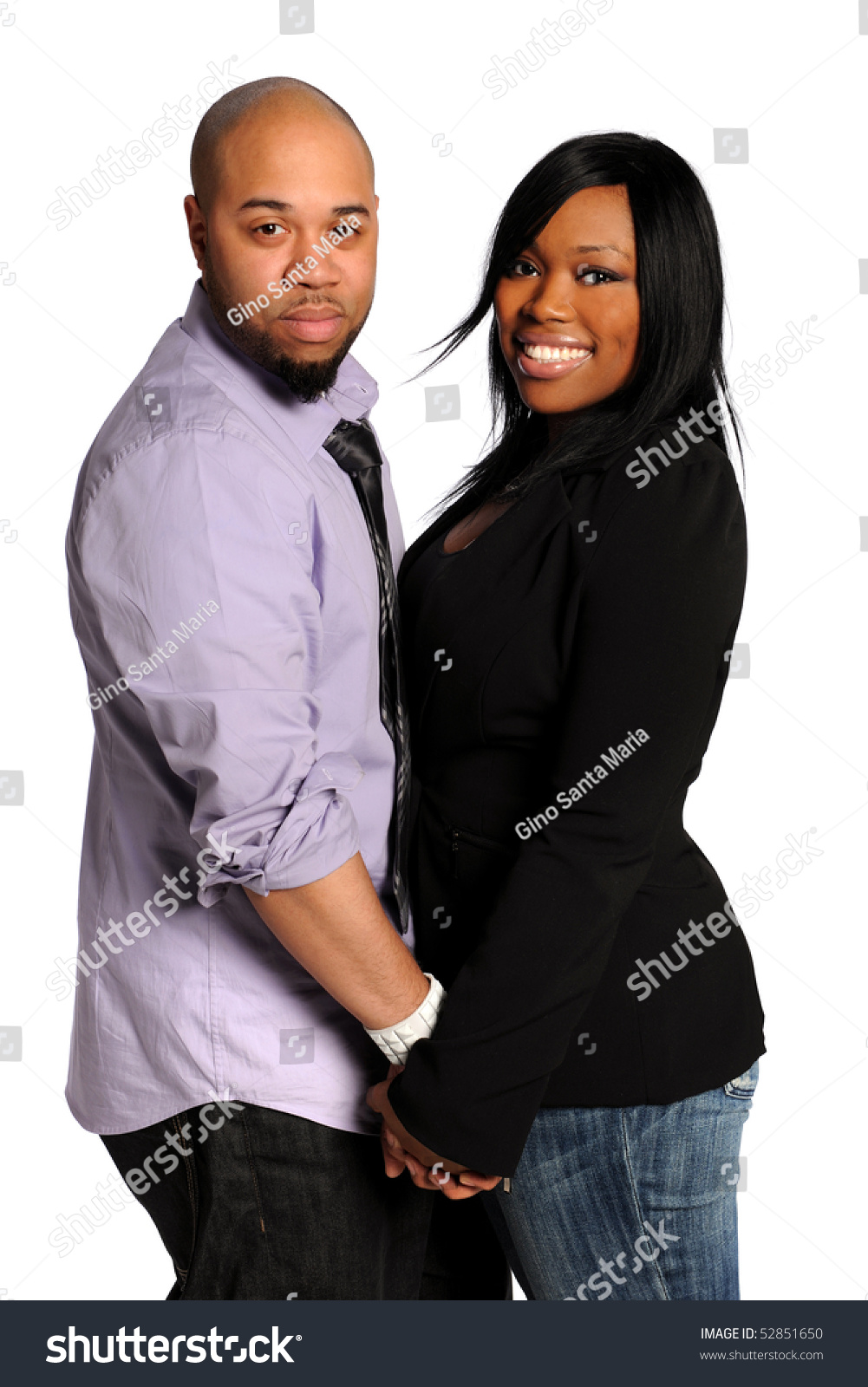 Young African American Couple Holding Hands Isolated Over White ...