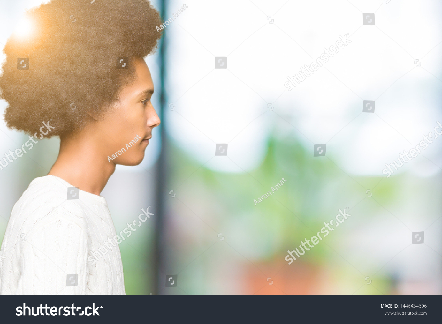 Young African American Man Afro Hair Stock Photo Edit Now 1446434696