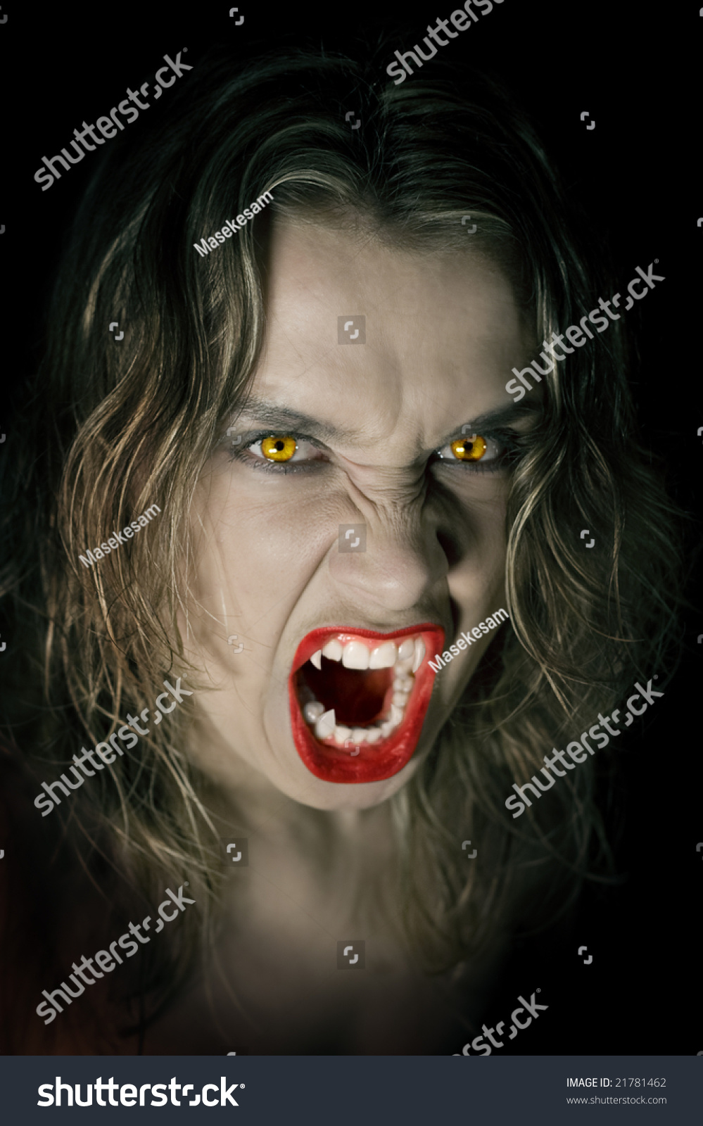 Young And Hungry Vampiress On Black Background Stock Photo 21781462 ...