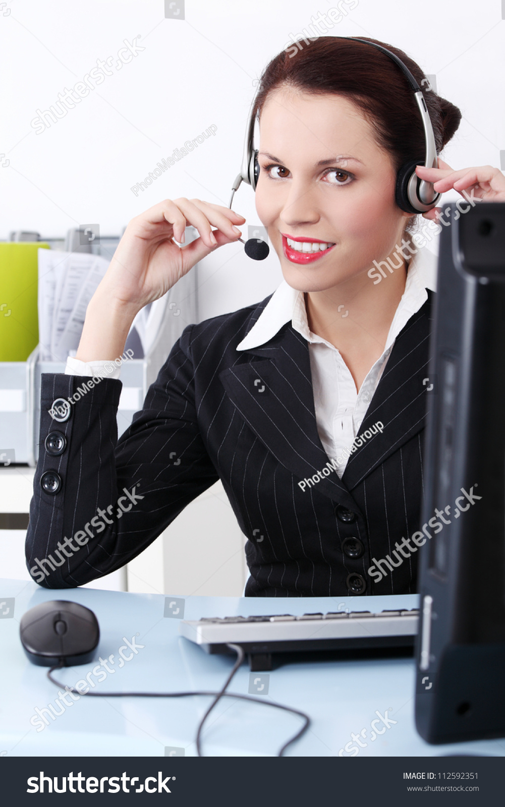 Young Smiling Operator Isolated Over White Stock Photo 112592351 ...
