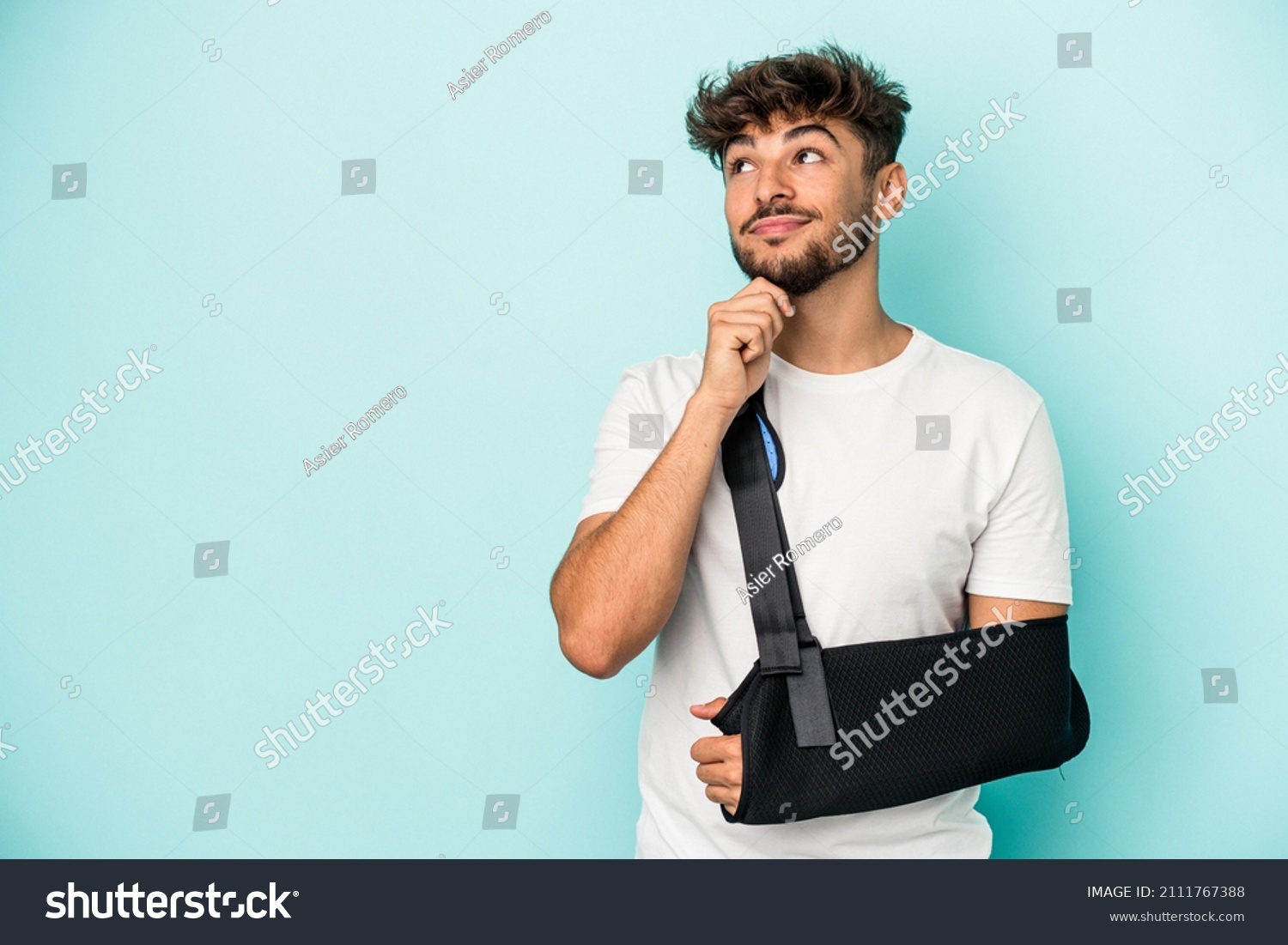 Young Arab Man Broken Hand Isolated Stock Photo 2111767388 Shutterstock