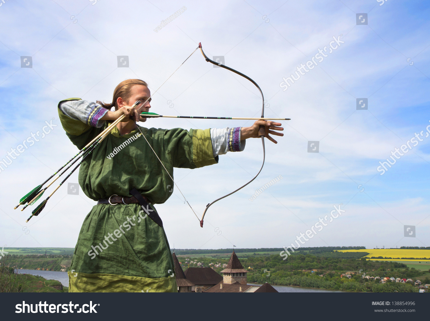 Medieval Archery Games Warrior Costume Bow Arrow Set