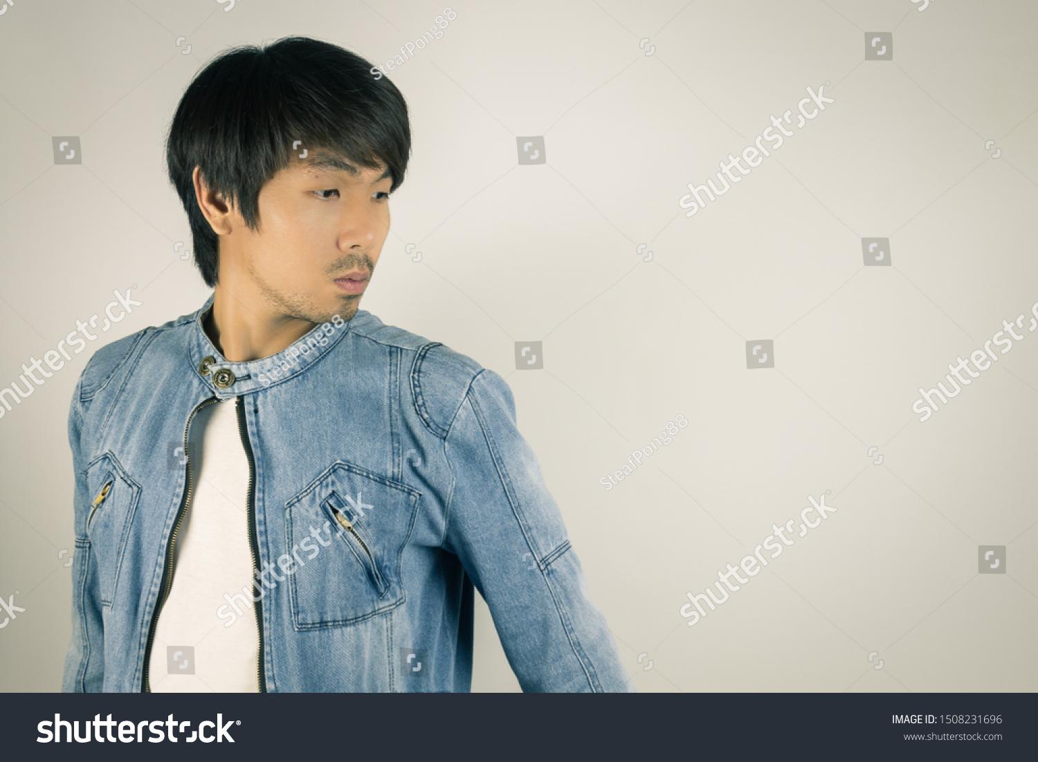 Young Asian Man Jeans Jacket Denim Stock Photo Edit Now