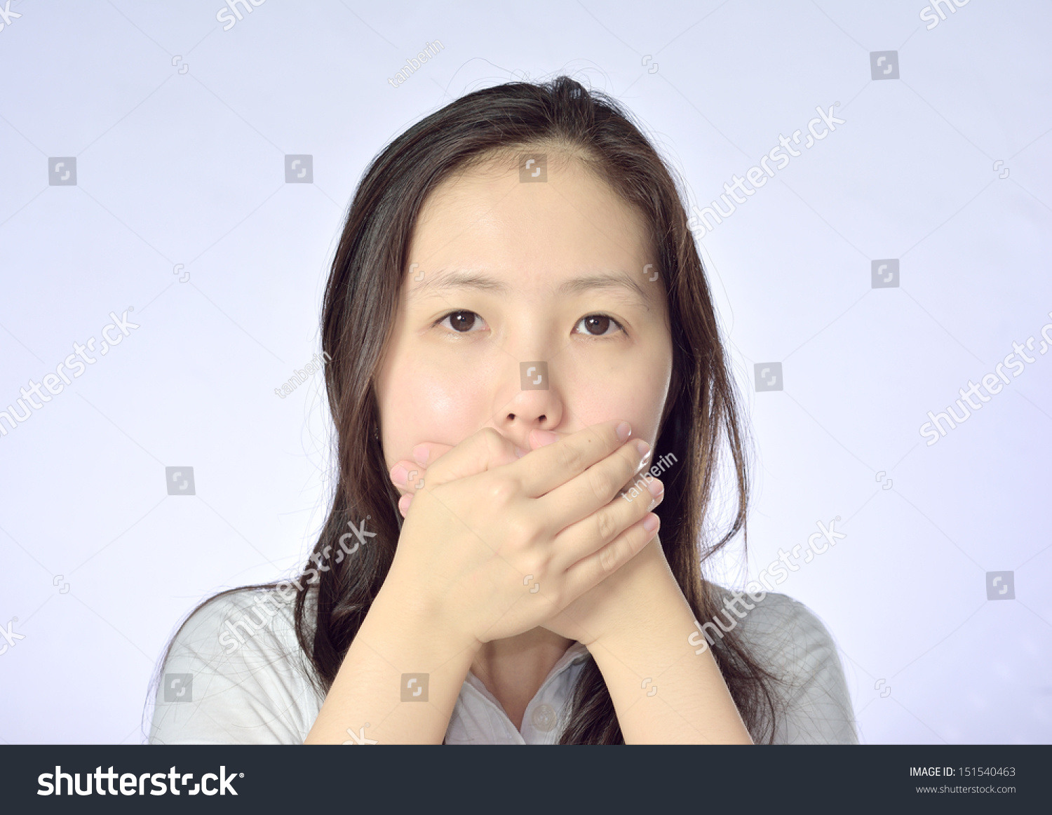 Young Asian Woman Covering Her Mouth Stock Photo 151540463 : Shutterstock