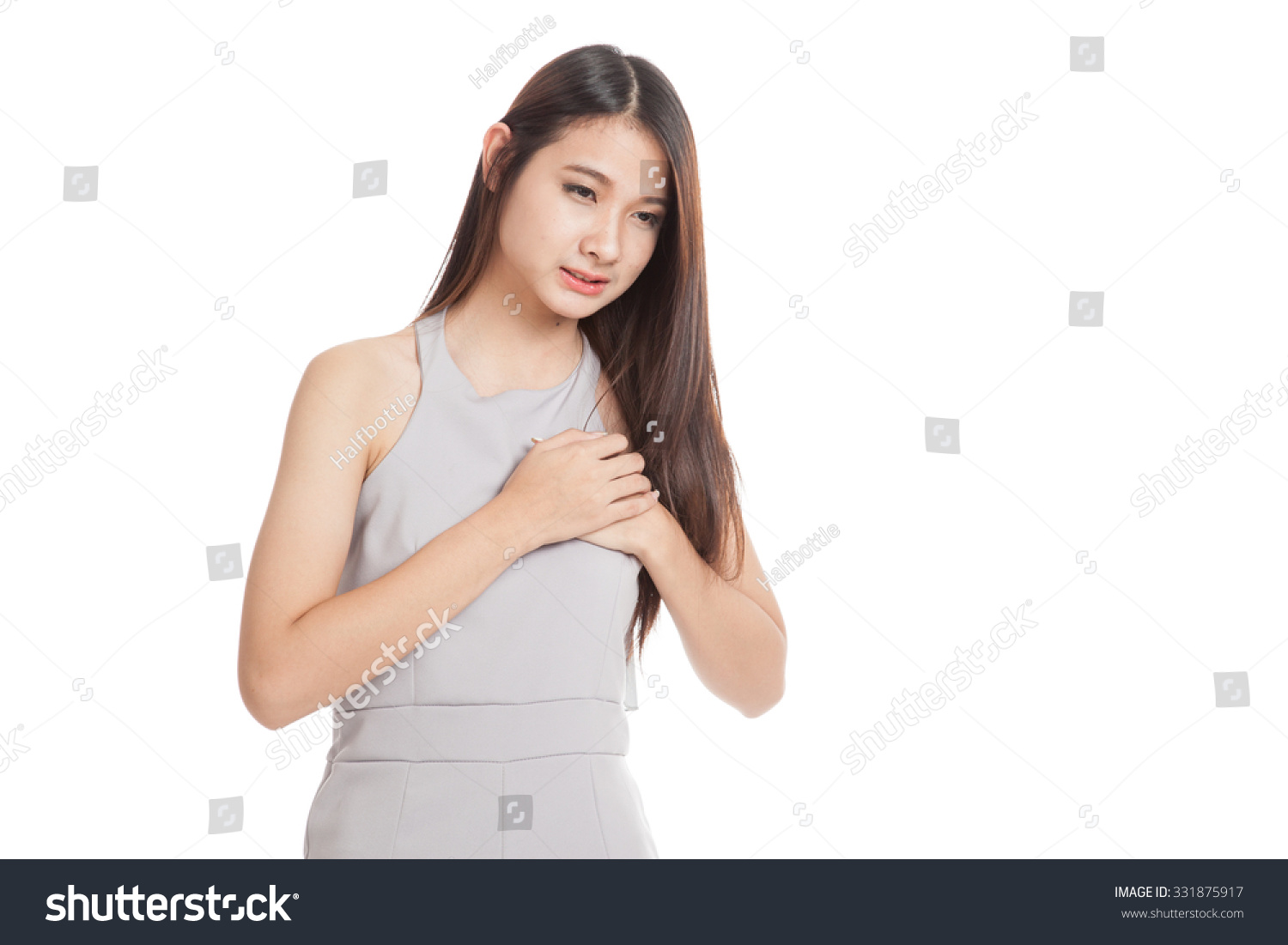 Young Asian Woman Got Chest Pain Stock Photo 331875917 - Shutterstock