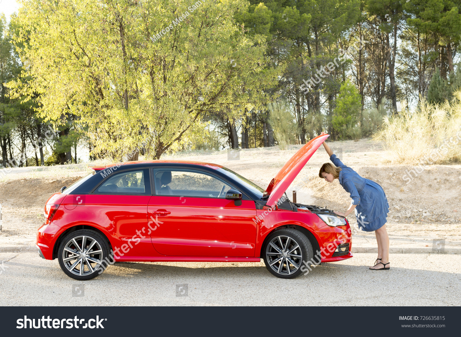 Young Attractive Desperate Confused Woman Stranded Stock Photo Edit Now 726635815