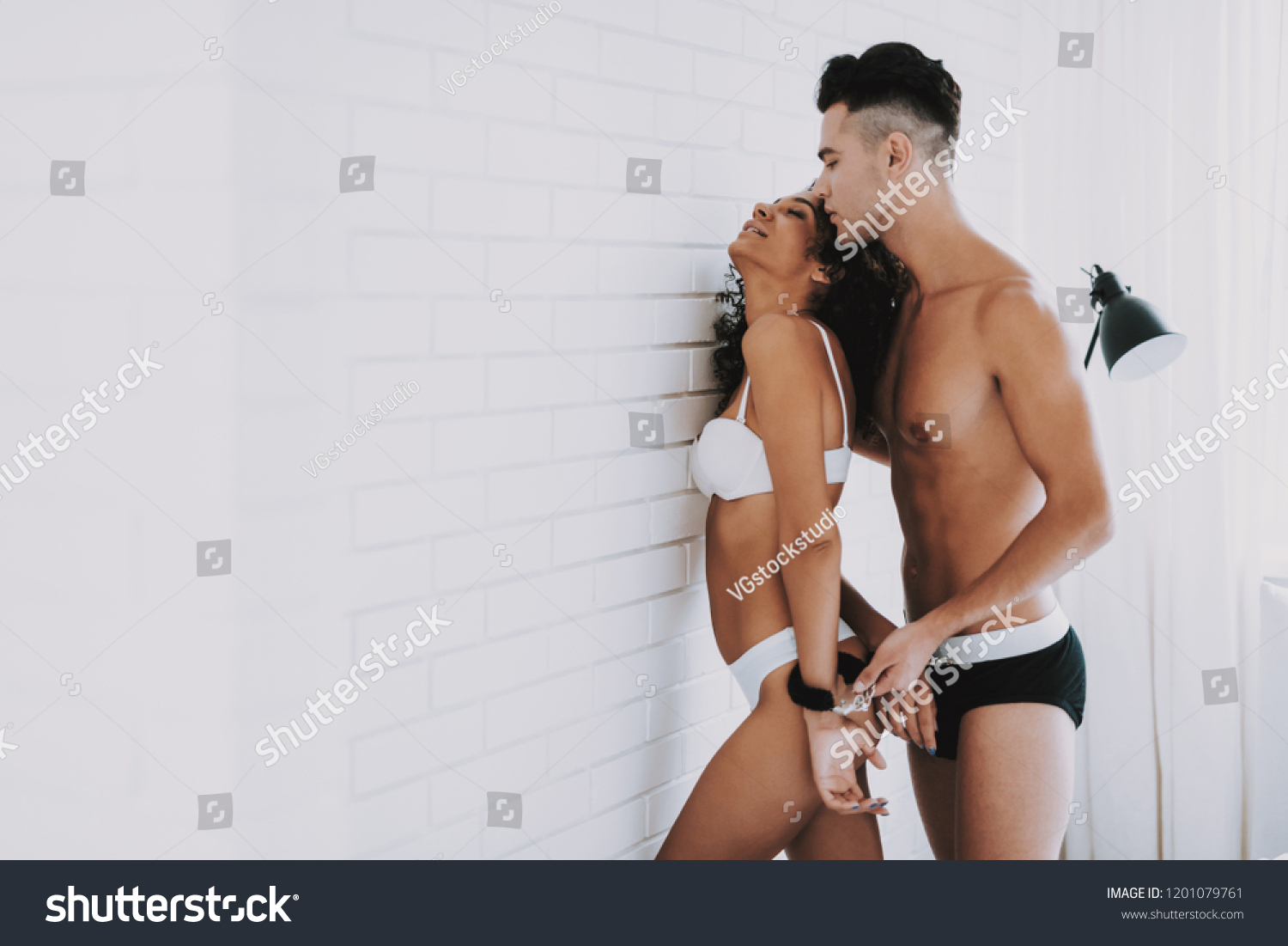 Young Attractive Lovers Using Handcuffs Bedroom Stock Photo 1201079761 |  Shutterstock