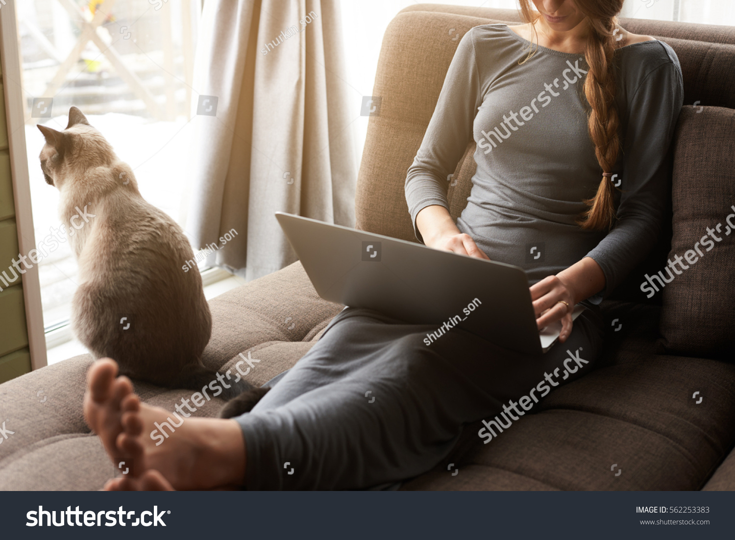 Young Woman Braid Sitting Home On Stock Photo 562253383 Shu