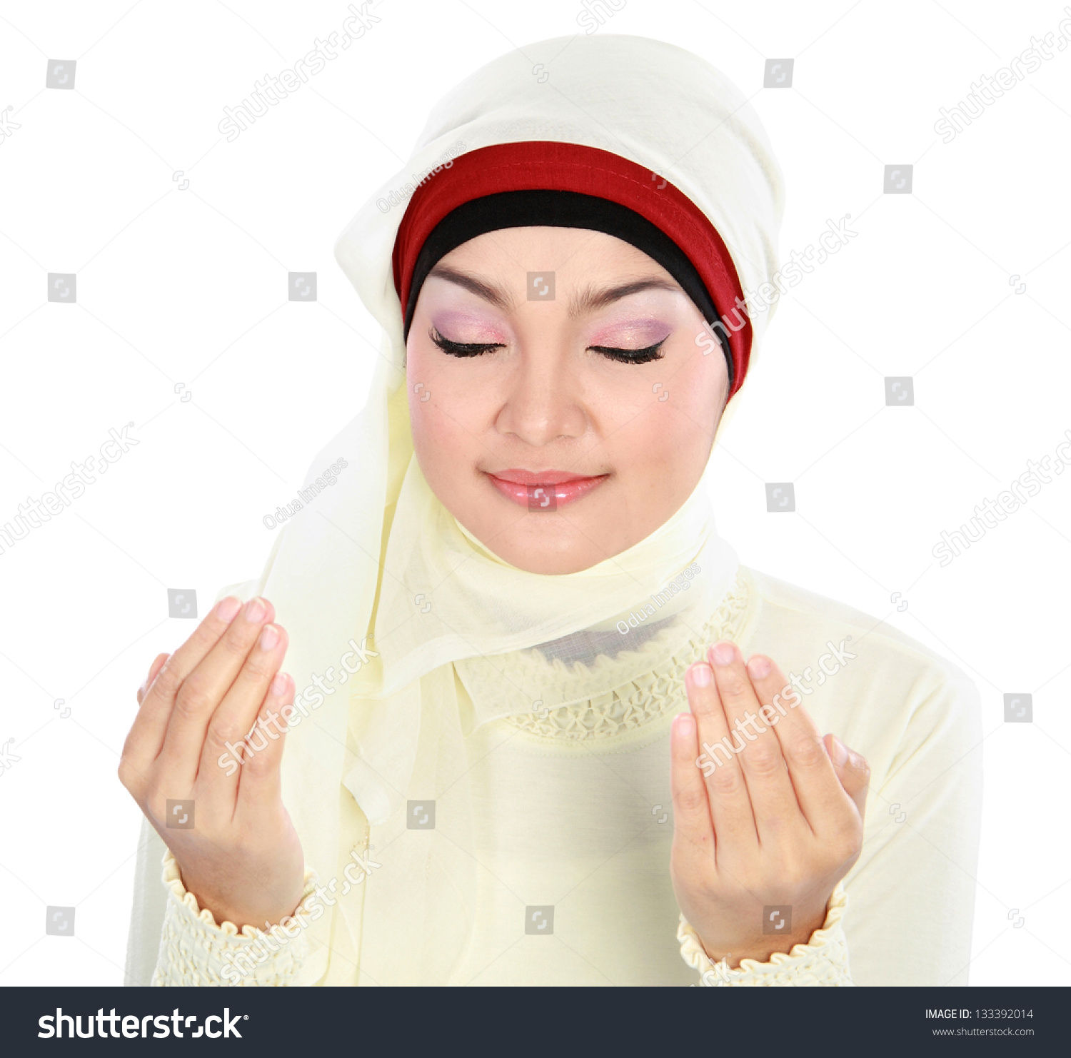 Young Beautiful Muslim Woman Scarf Praying Stock Photo 133392014 ...