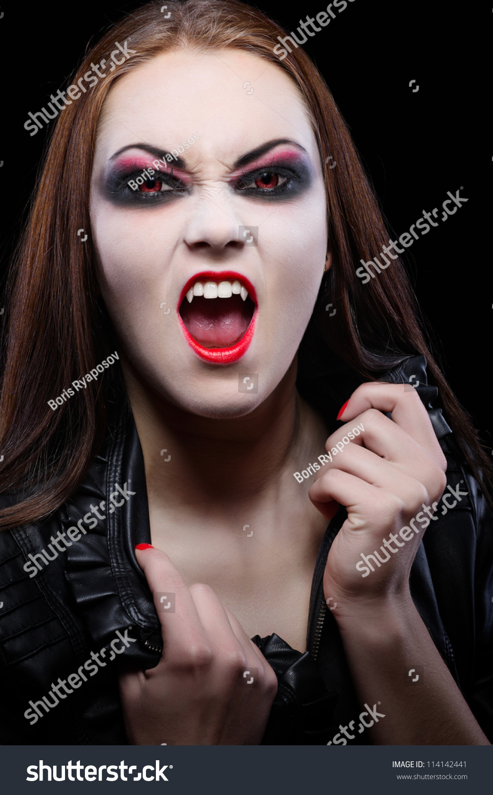 Young Beautiful Vampire Woman Isolated Stock Photo 114142441 : Shutterstock
