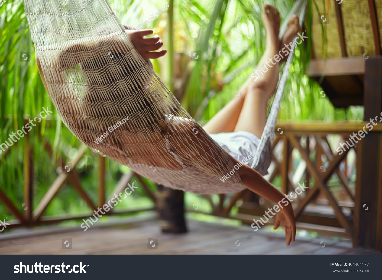 Young Beautiful Woman Relaxing Hammock Tropical Stock Photo 404404177 - Shutterstock