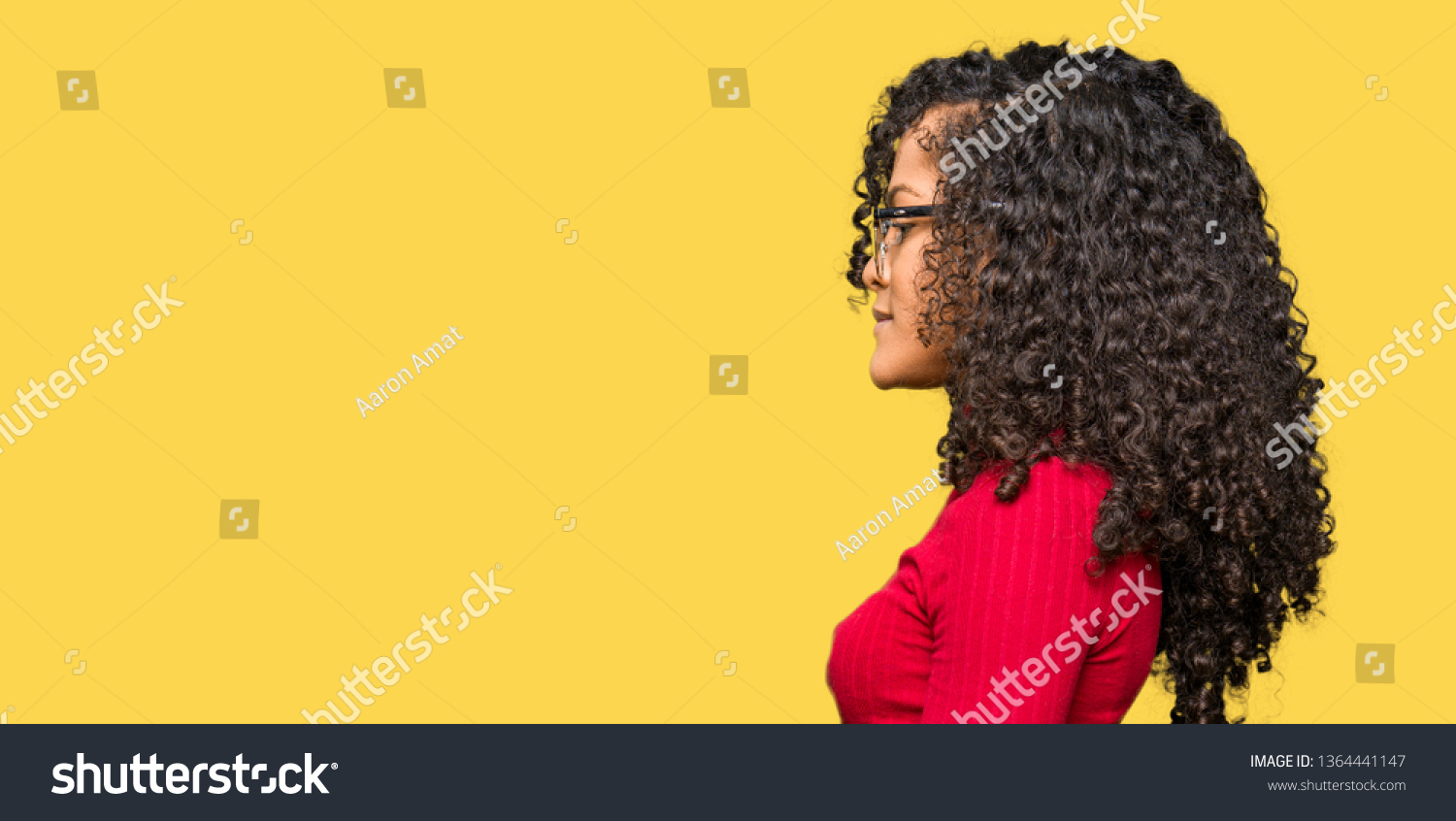 Young Beautiful Woman Curly Hair Wearing Royalty Free Stock Image