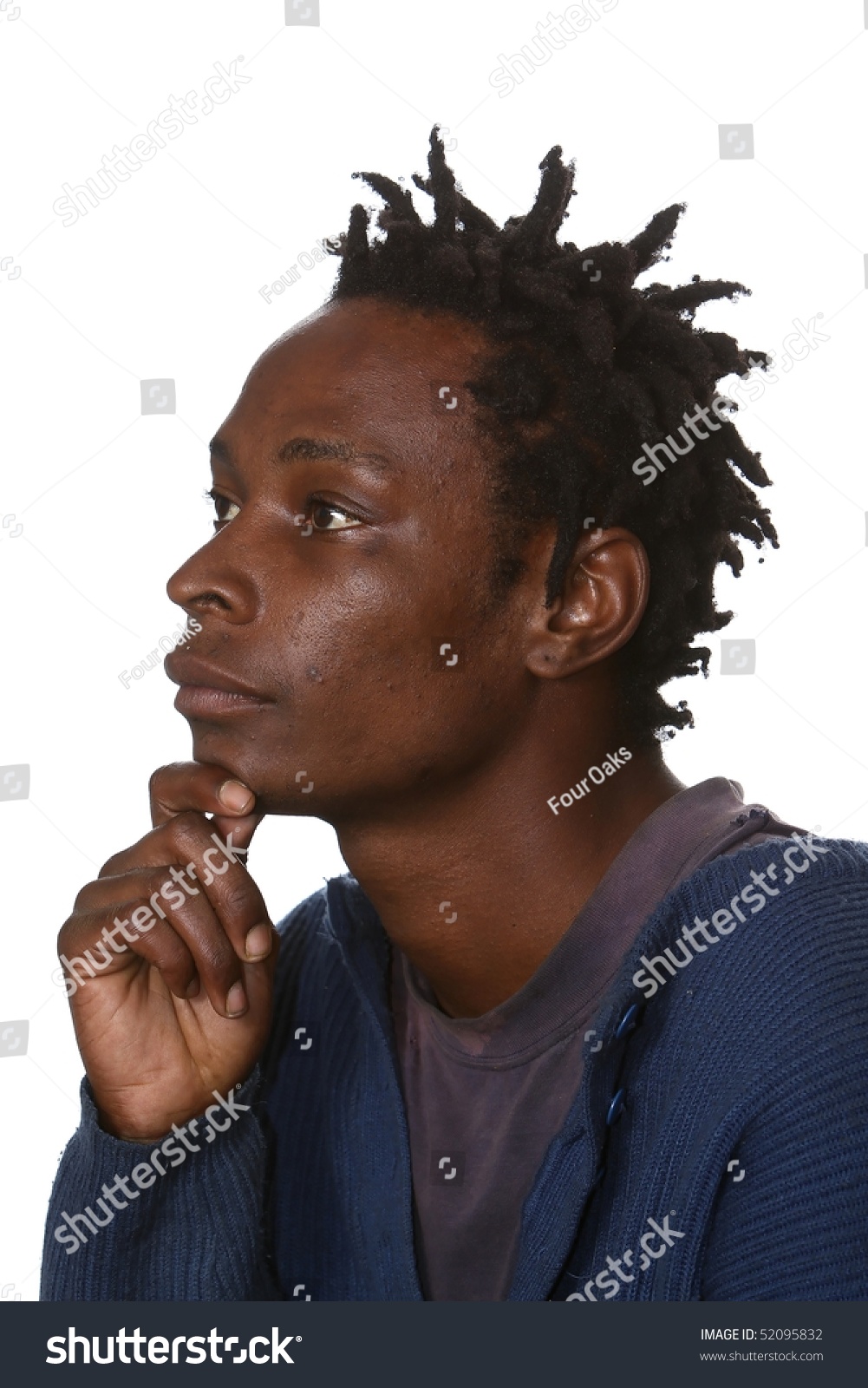 Young Black Man Dreadlocks Hairstyle Isolated Stock Photo
