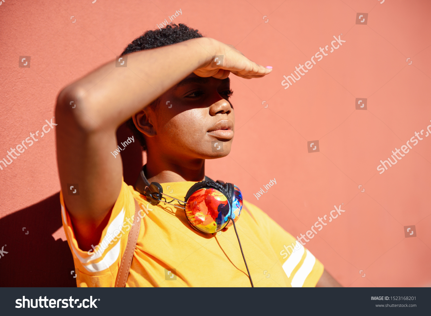 Young Black Woman Covering Her Hand Stock Photo Edit Now 1523168201