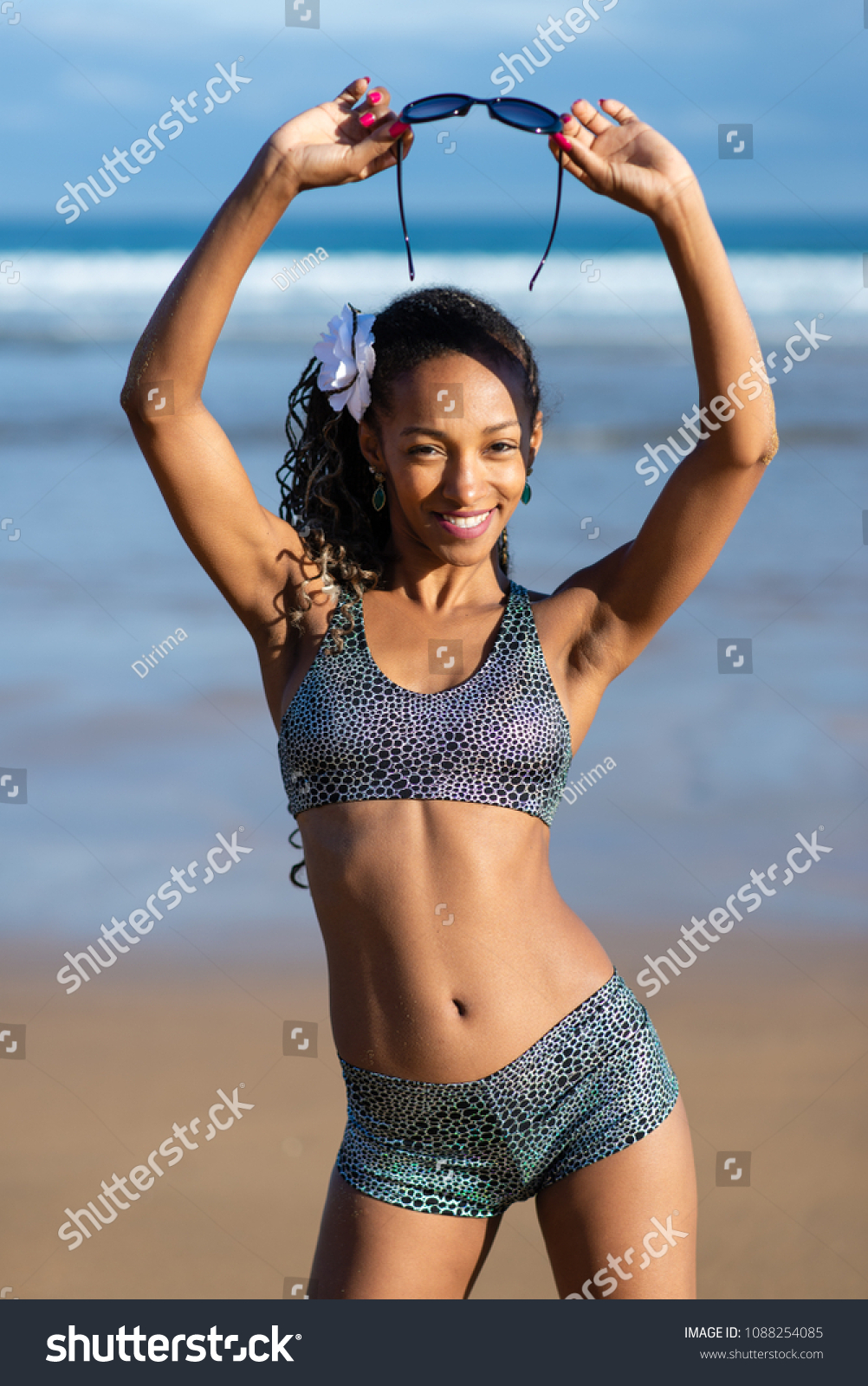 Young Black Woman Summer Braids Hair Stock Photo Edit Now 1088254085