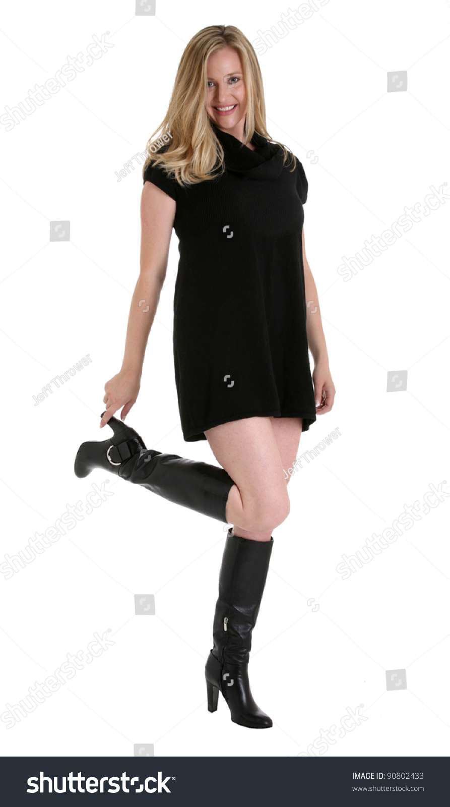 woman in black boots
