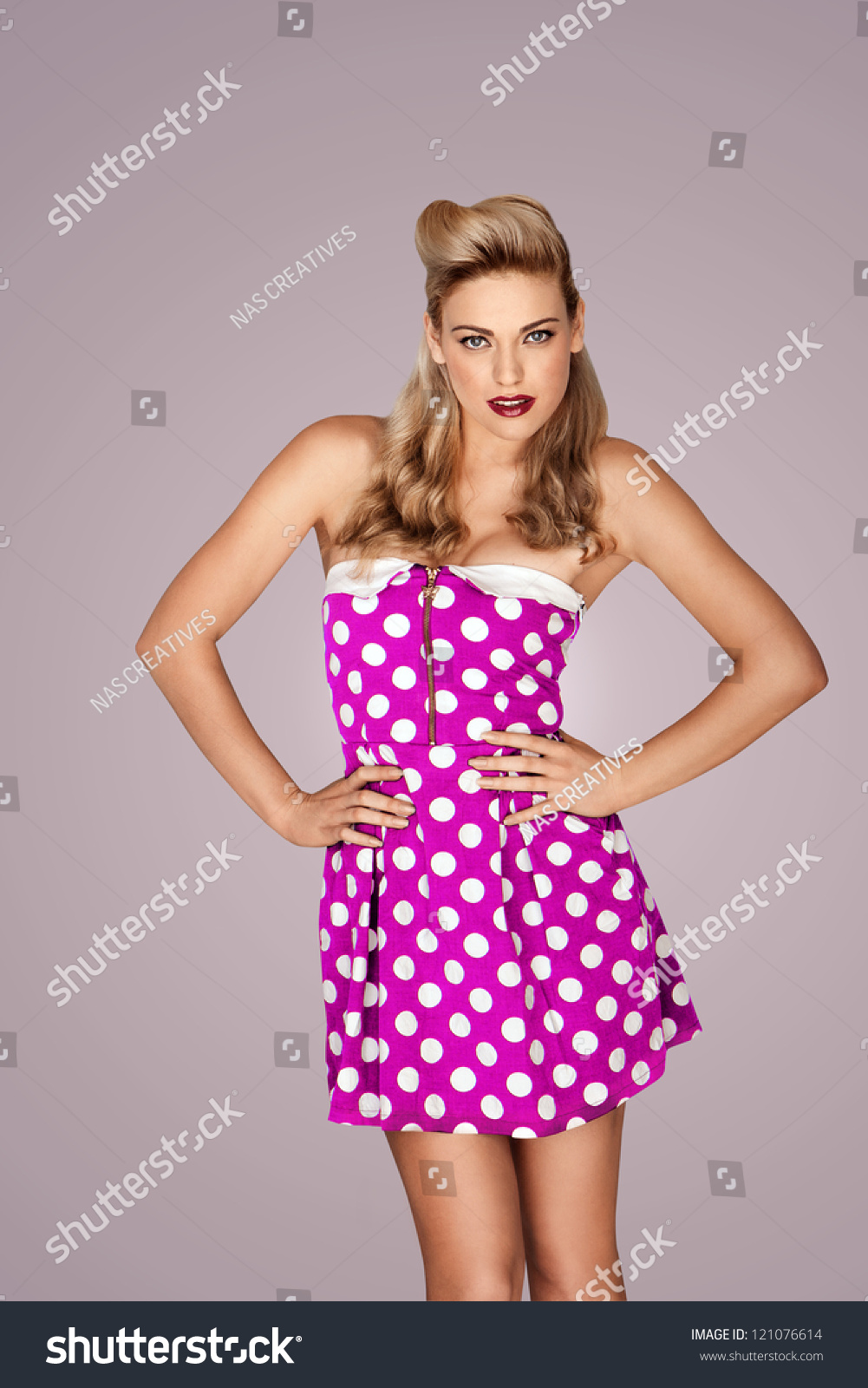 purple spotty dress