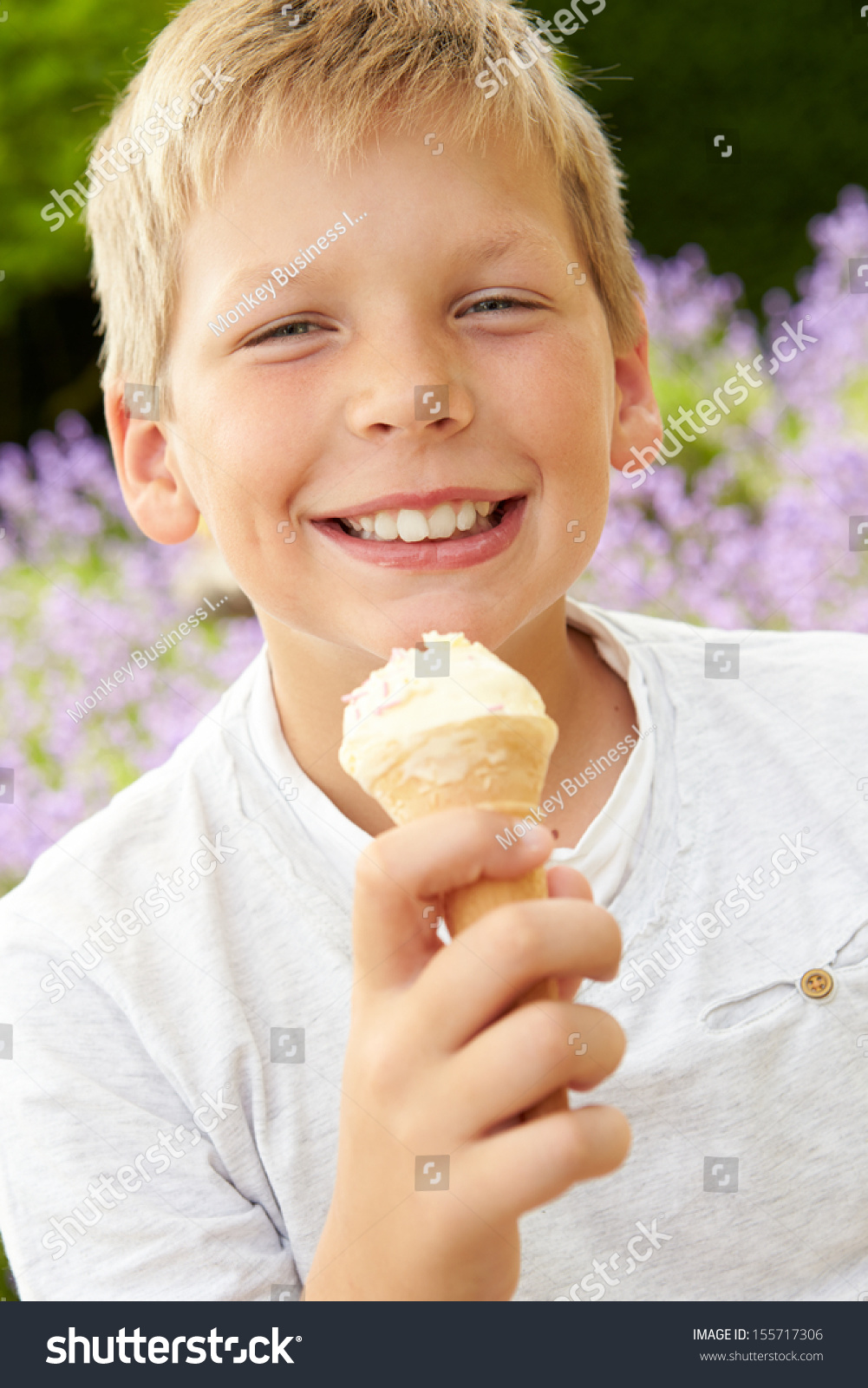 Young Boy Eating Ice Cream Outdoors Stock Photo 155717306 | Shutterstock