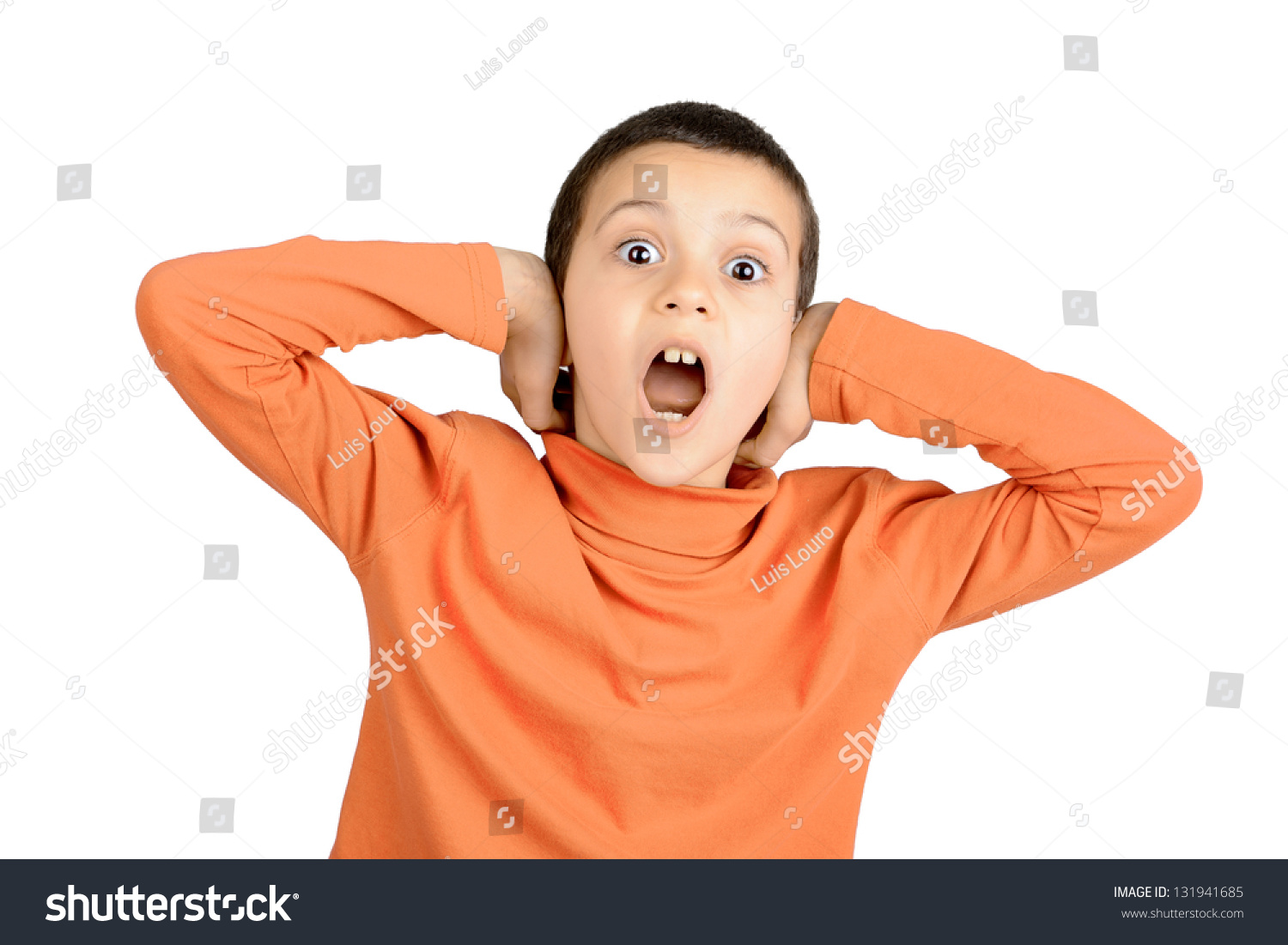 Young Boy Screaming Isolated In White Stock Photo 131941685 : Shutterstock