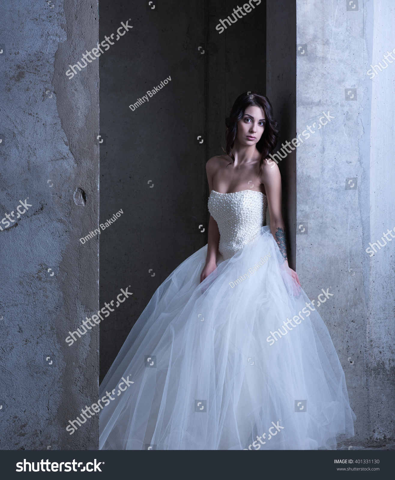 blue tinted wedding dress