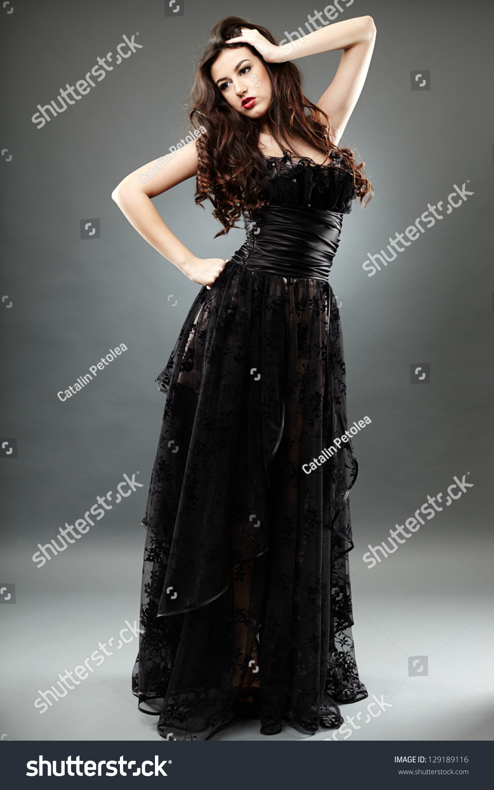 Young Brunette Model Elegant Long Black Stock Photo Shutterstock